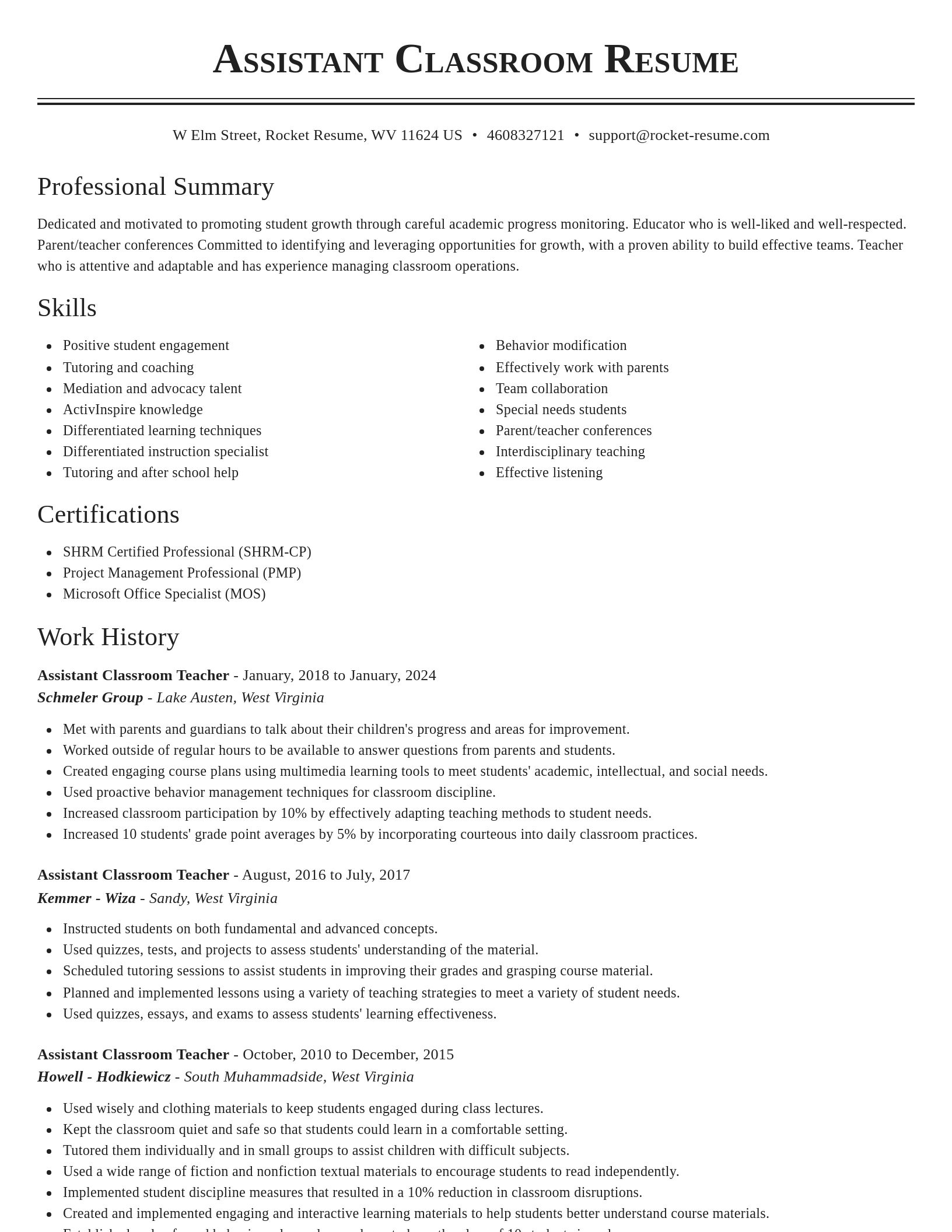 Classic resume template