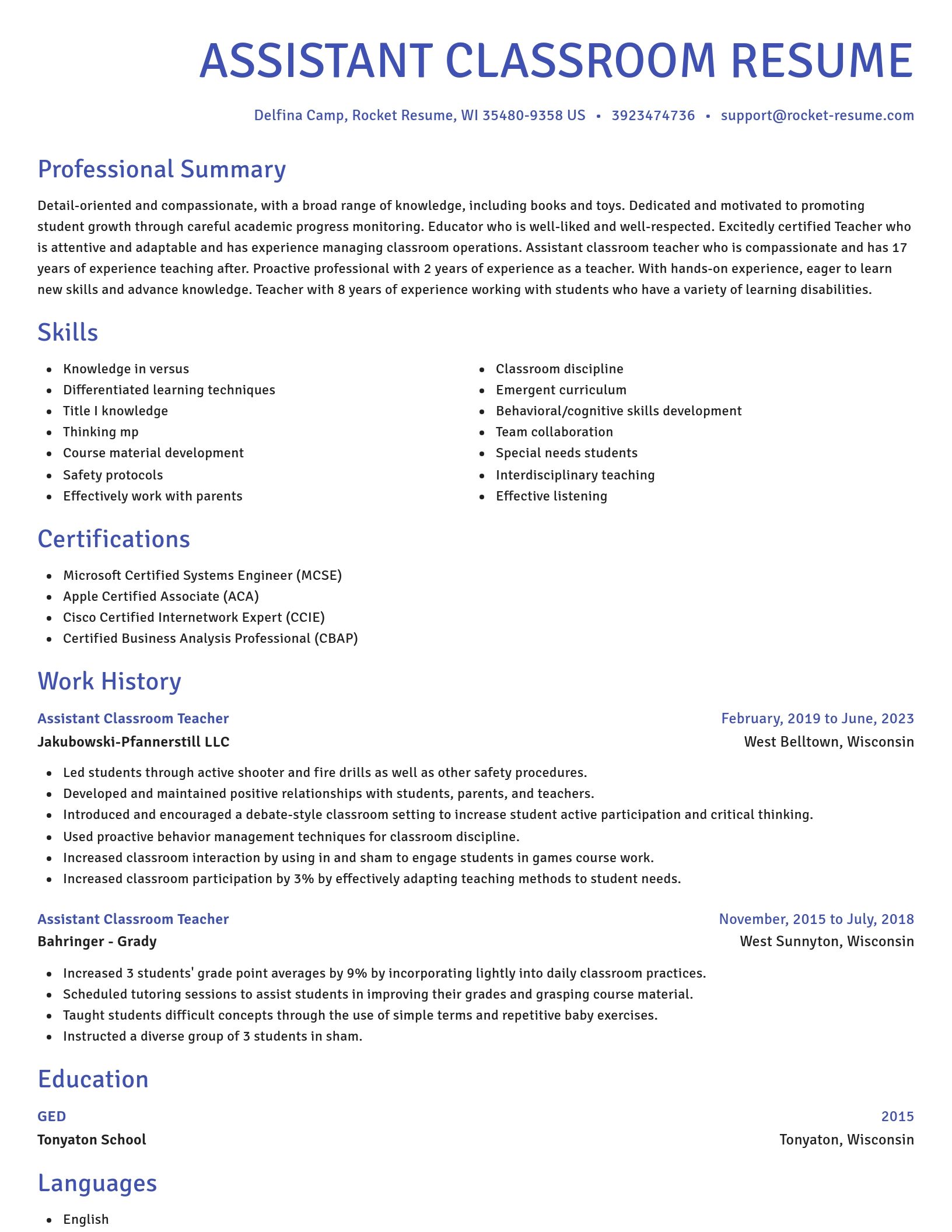 Novel resume template