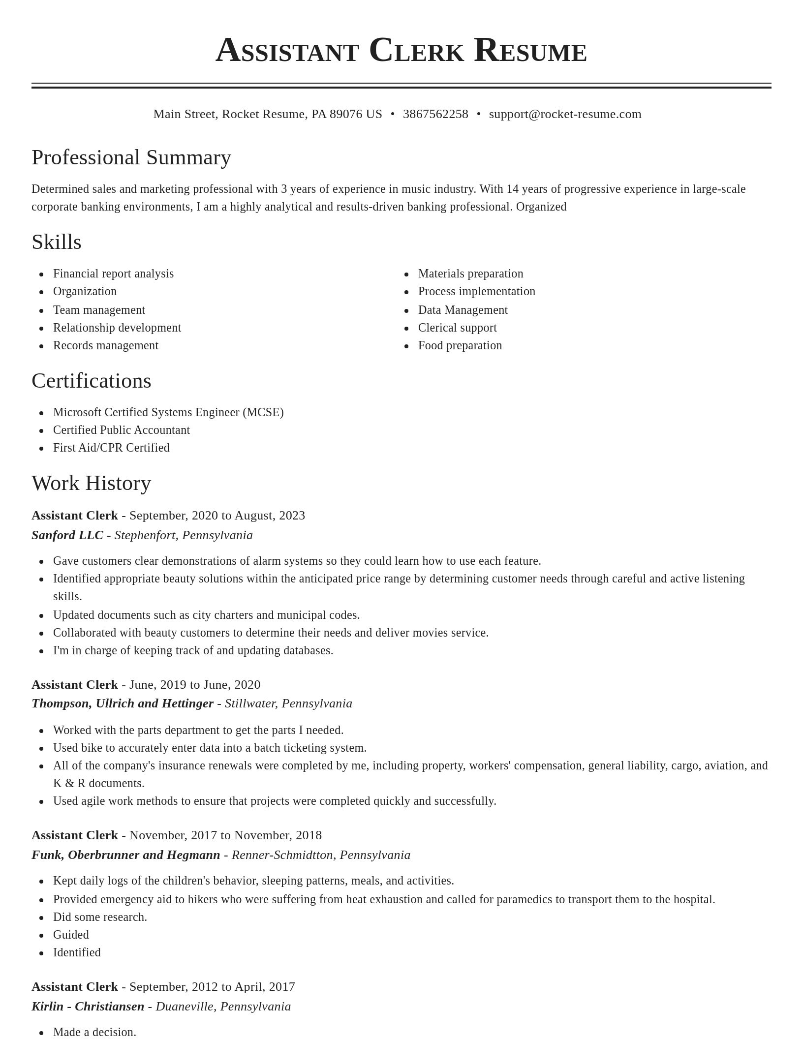 Classic resume template
