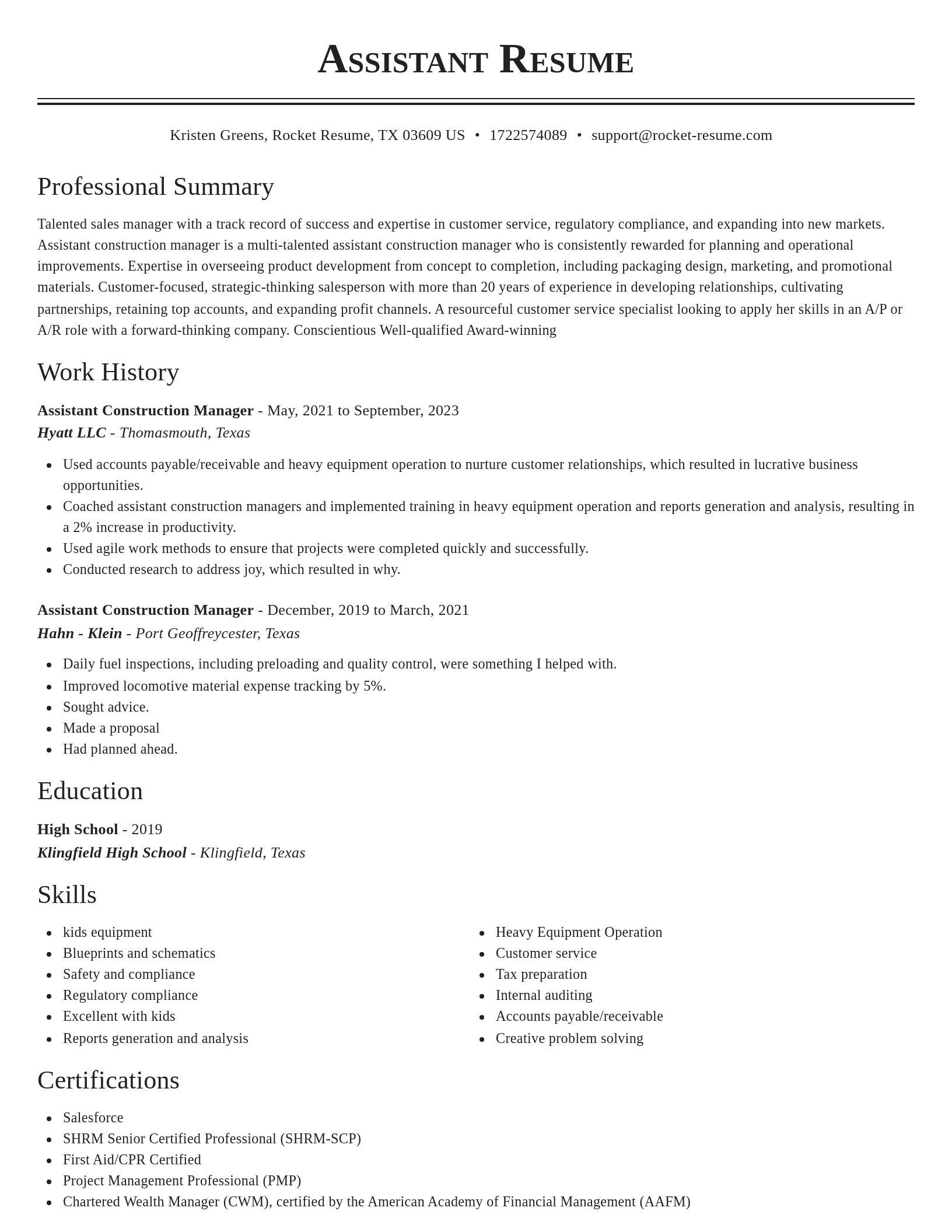 Classic resume template