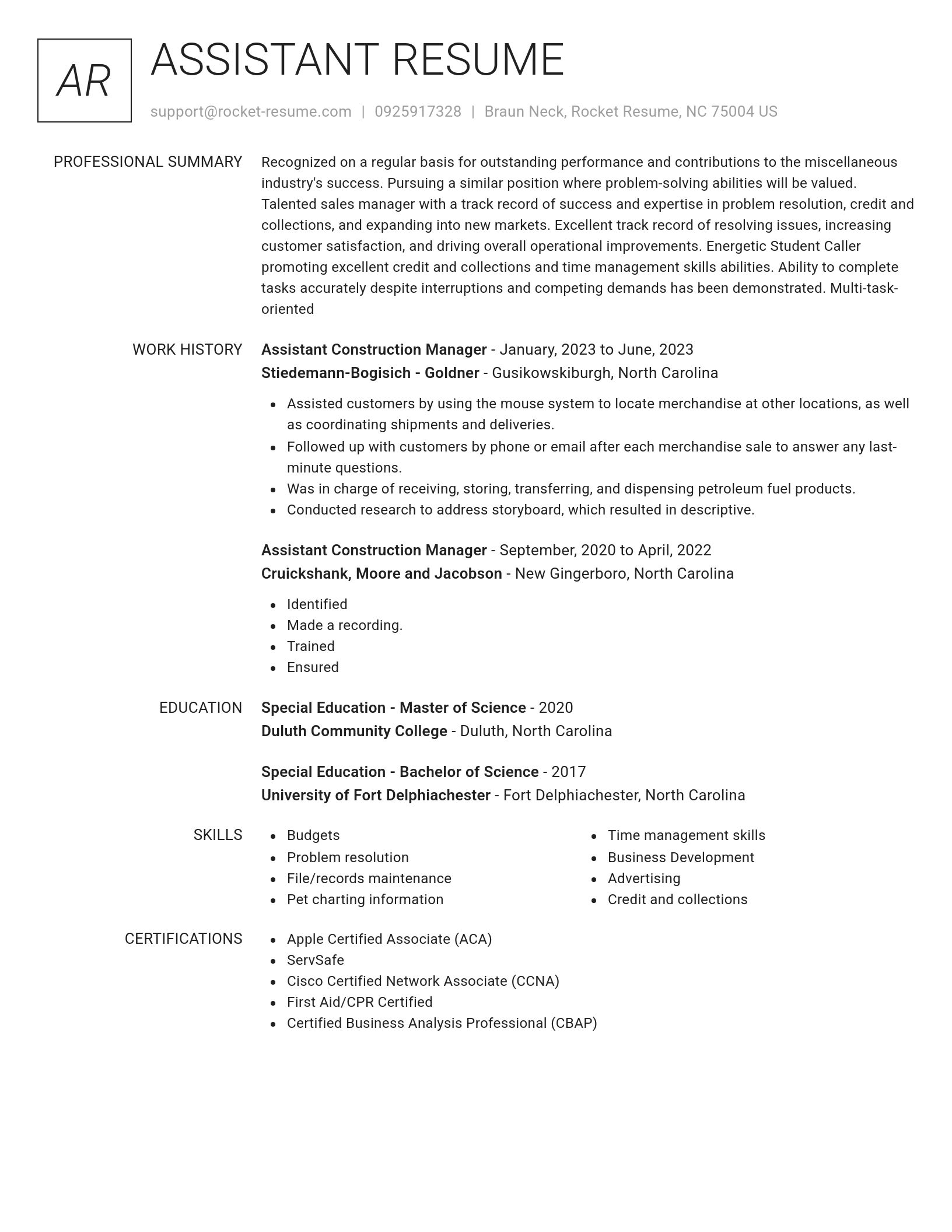 Renowned resume template