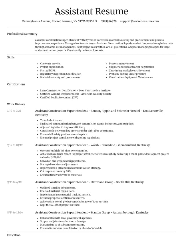 Dignified resume template