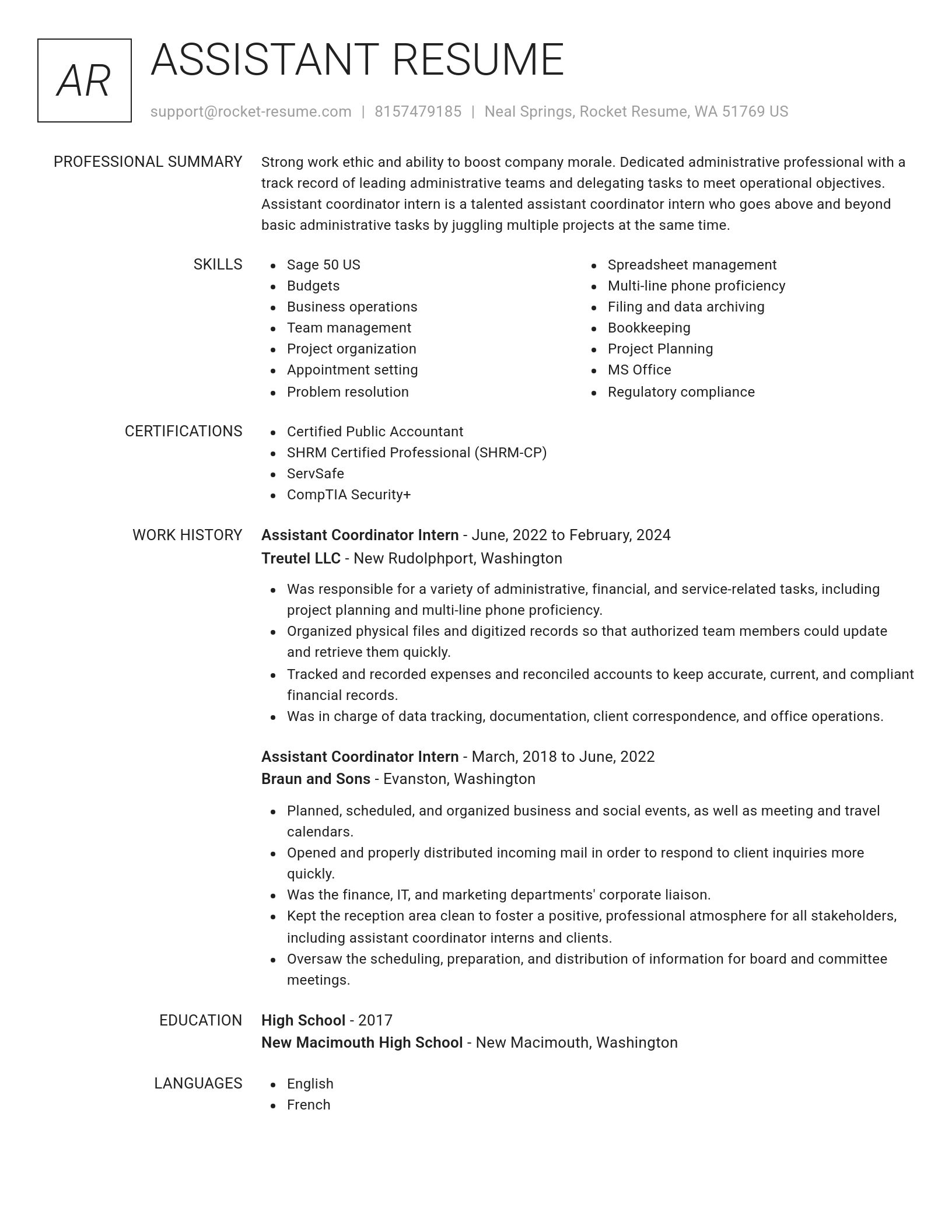Renowned resume template