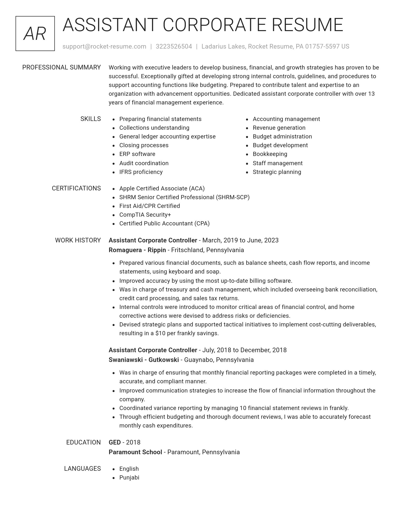 Renowned resume template