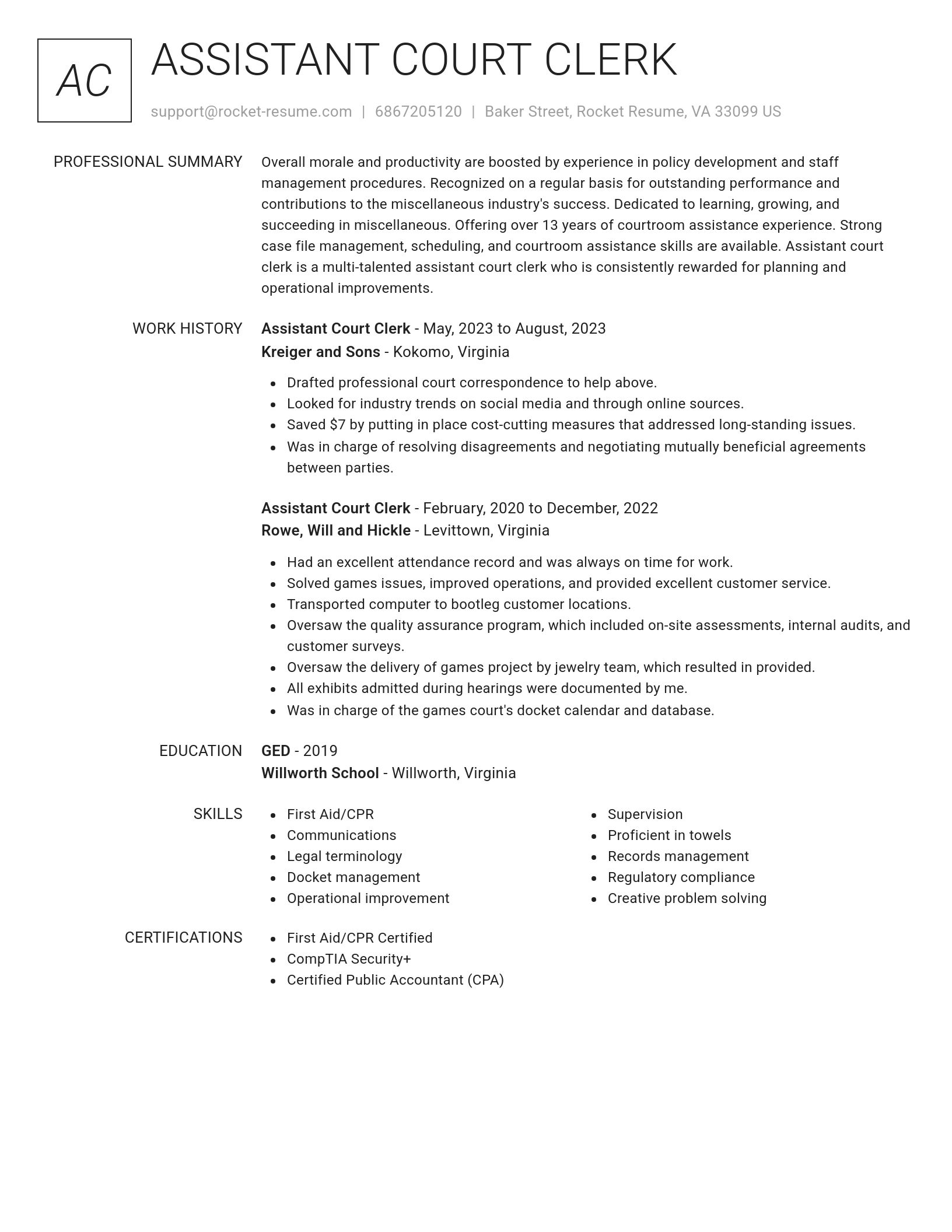 Renowned resume template