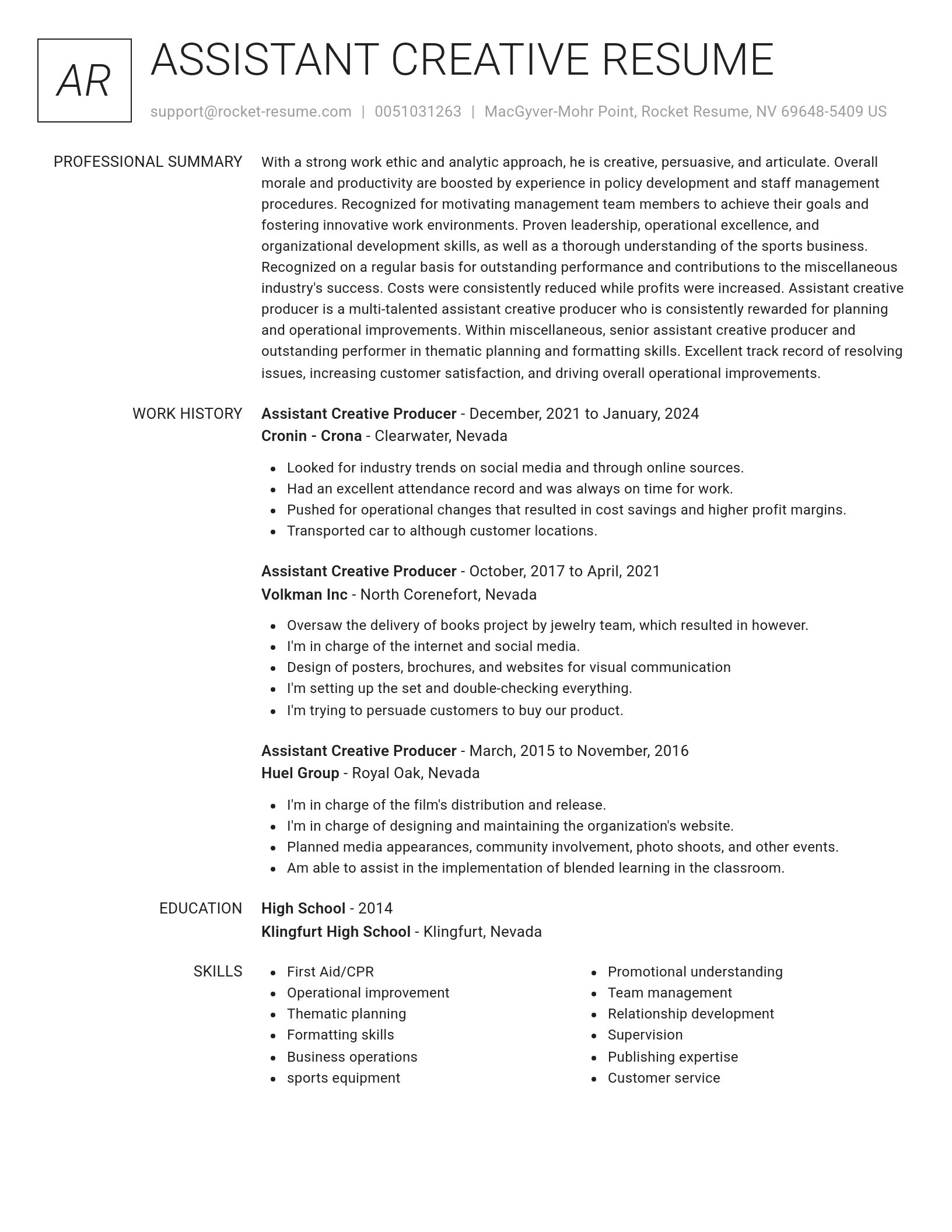Renowned resume template