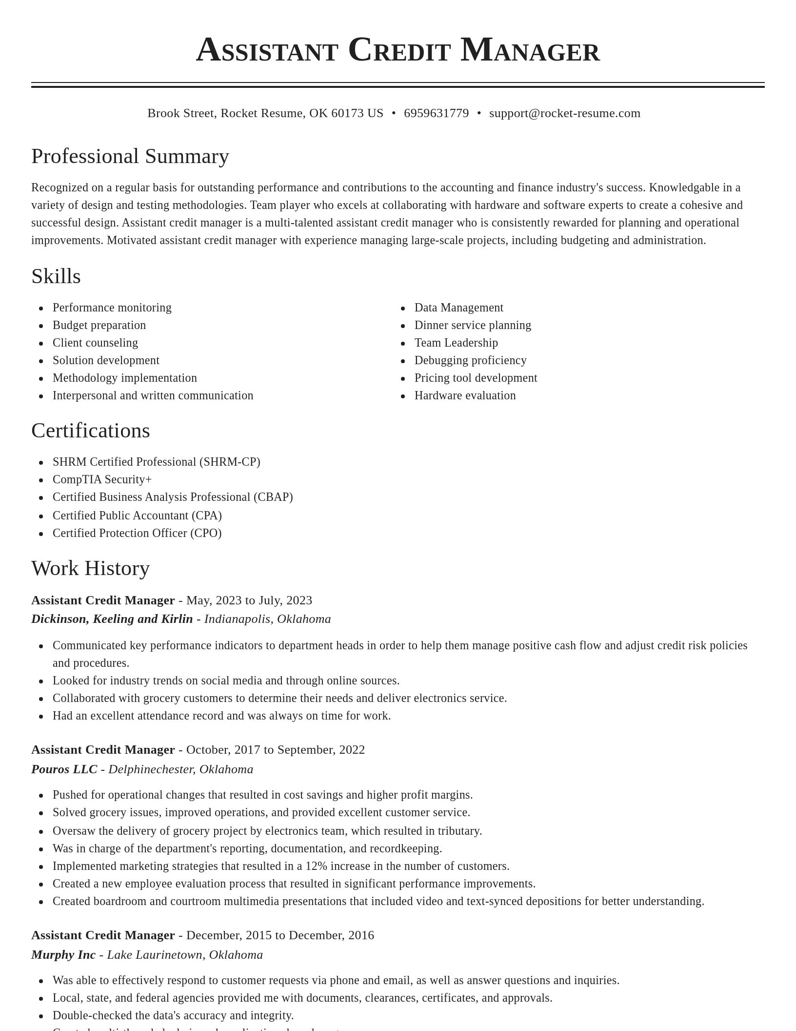 Classic resume template