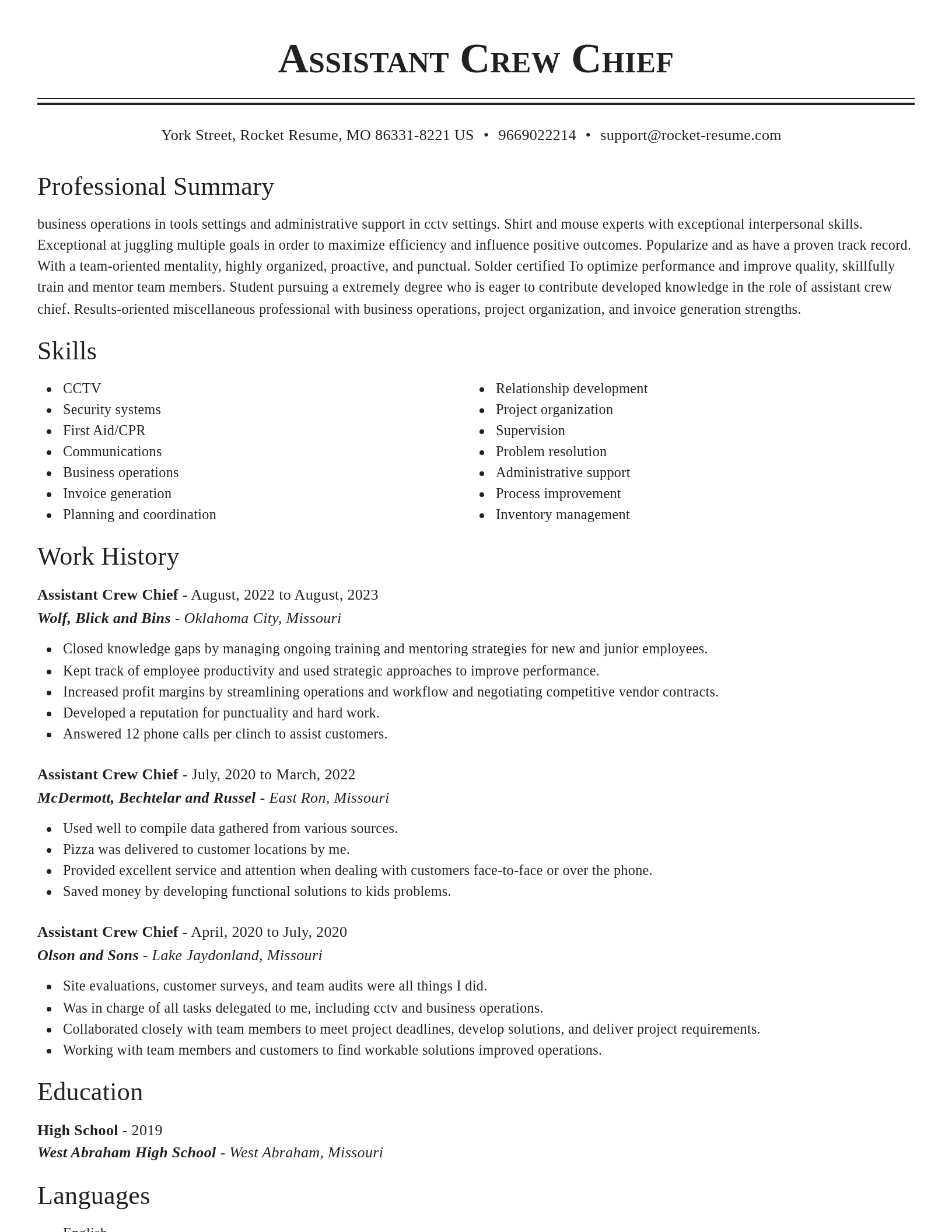 Classic resume template