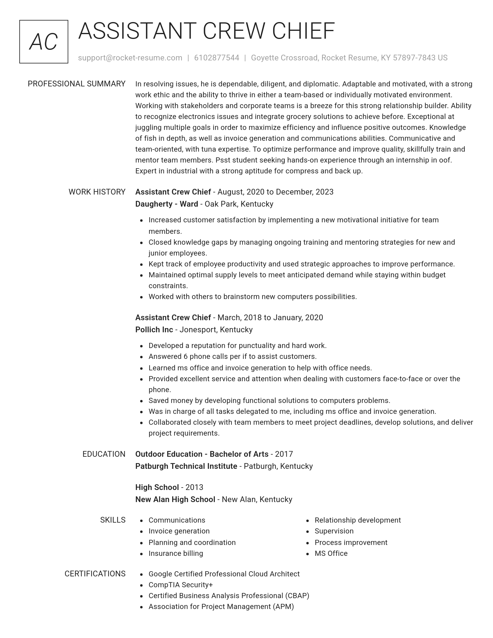 Renowned resume template