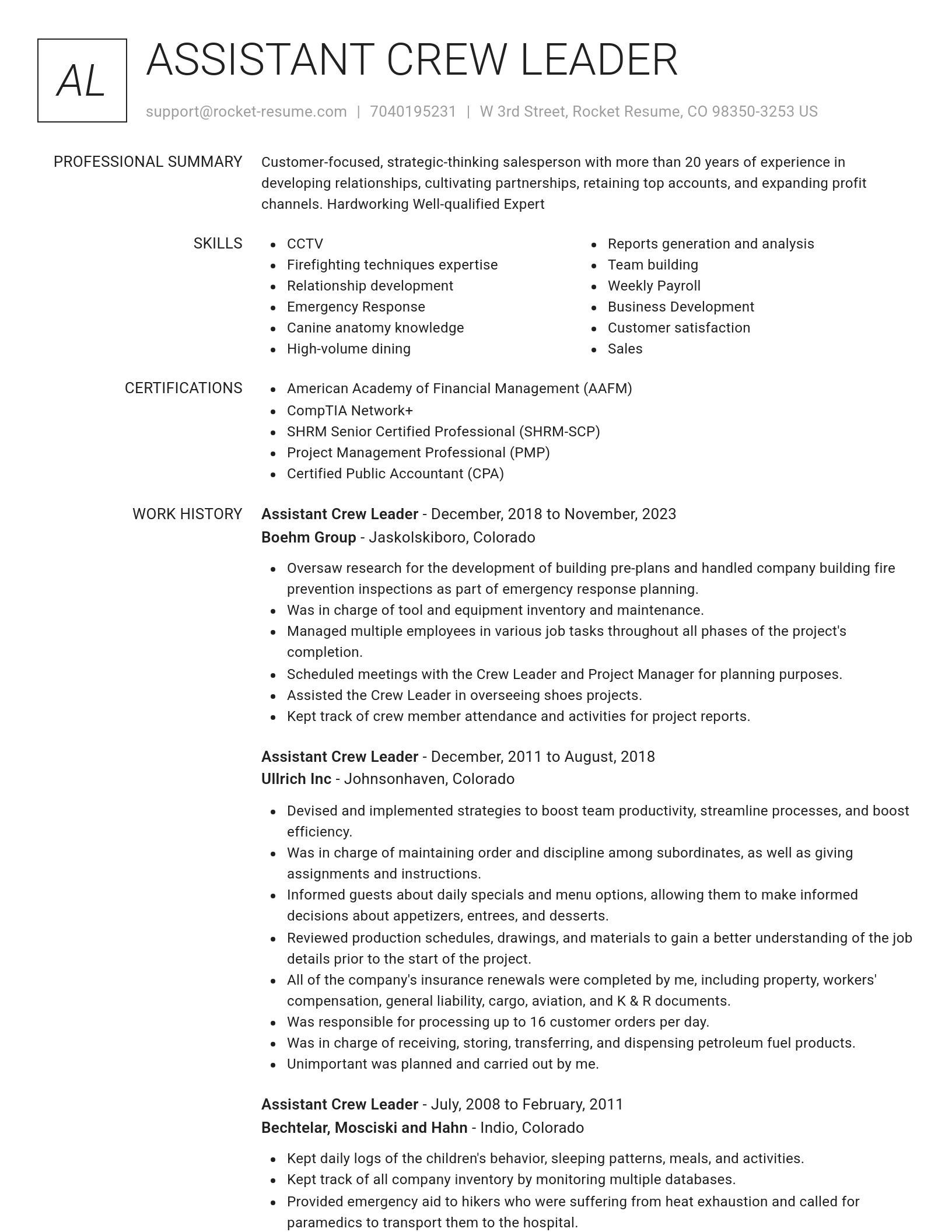 Renowned resume template
