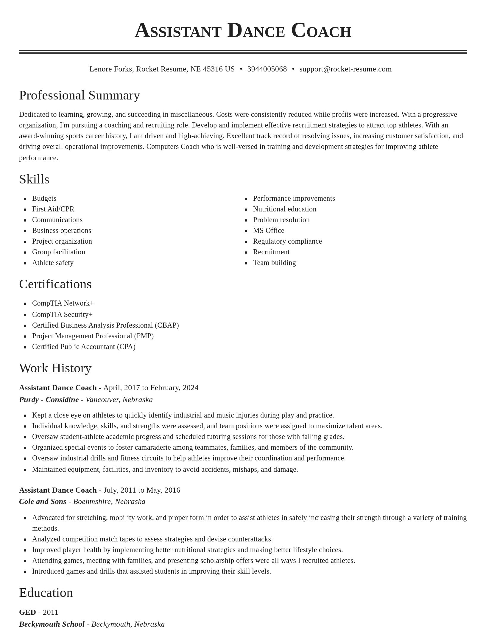 Classic resume template