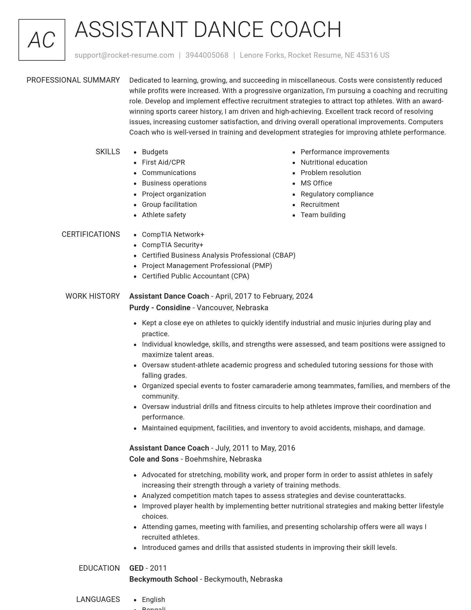 Renowned resume template