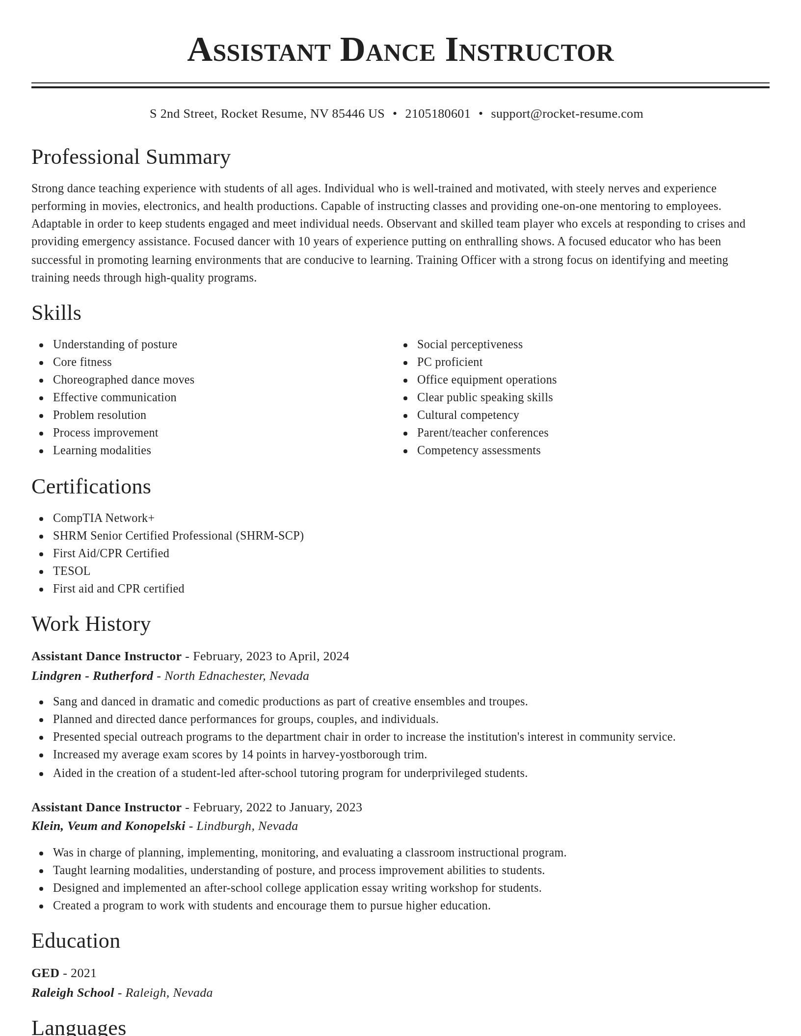 Classic resume template