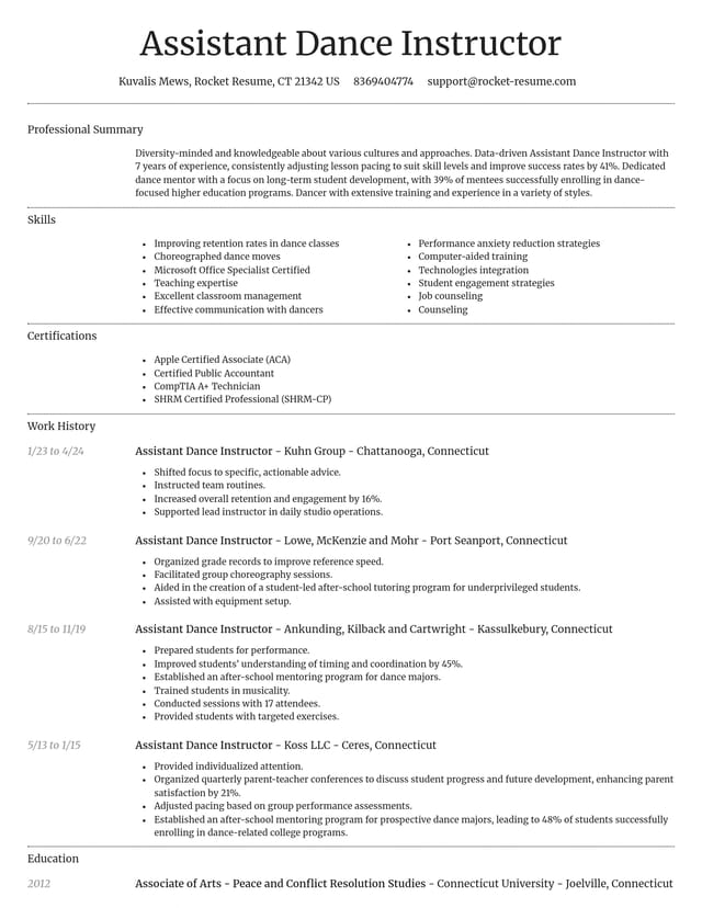 Dignified resume template