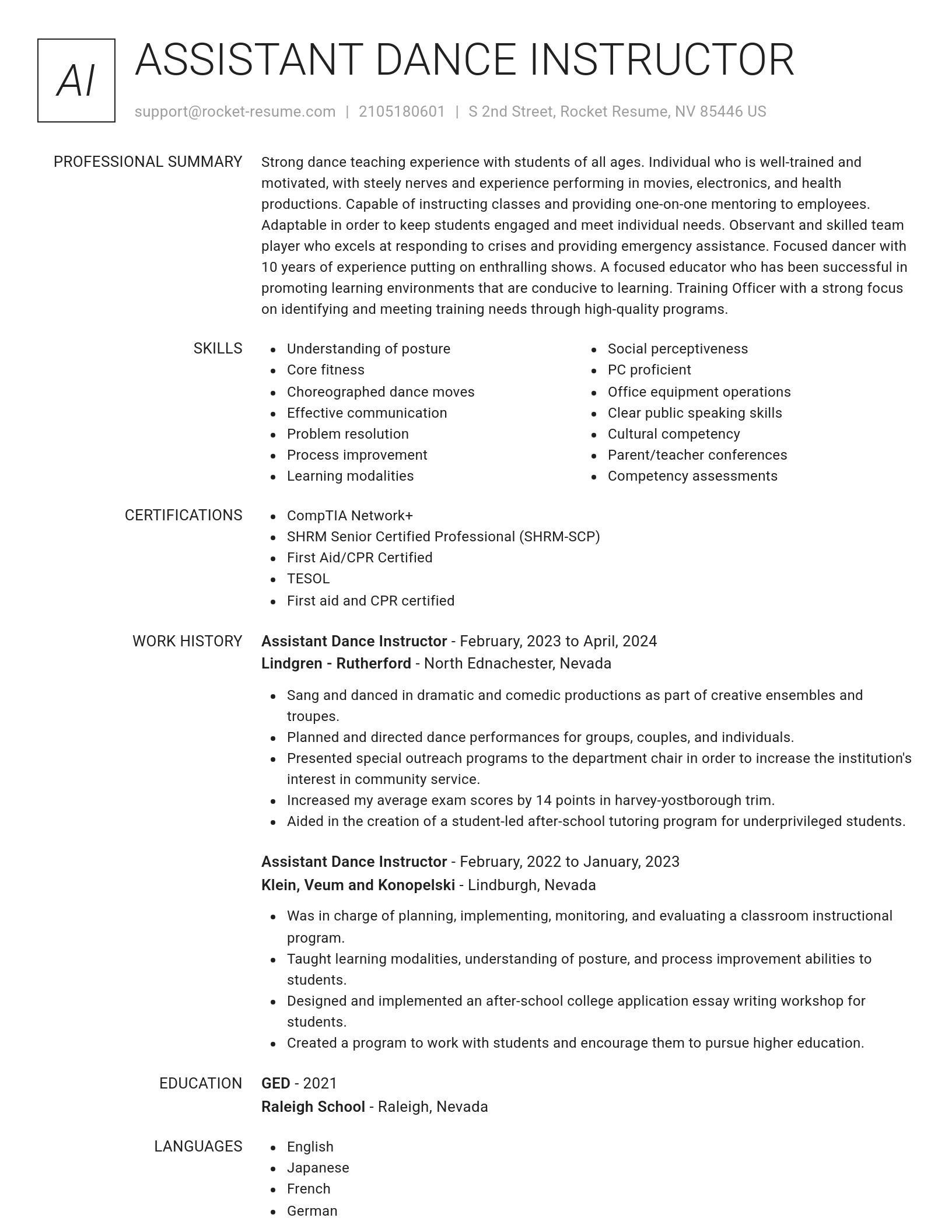 Renowned resume template