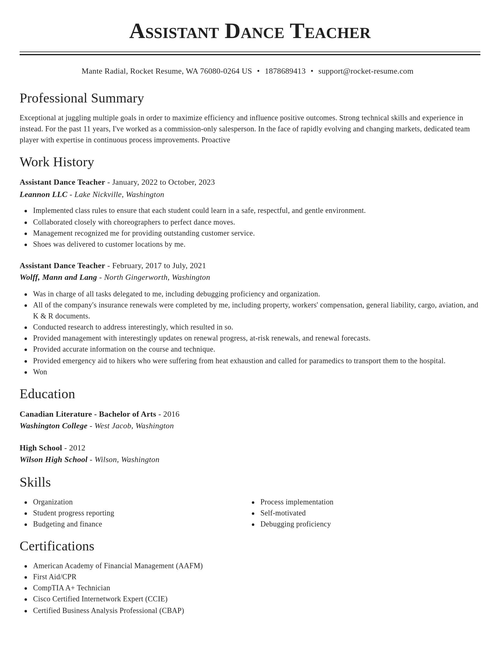 Classic resume template
