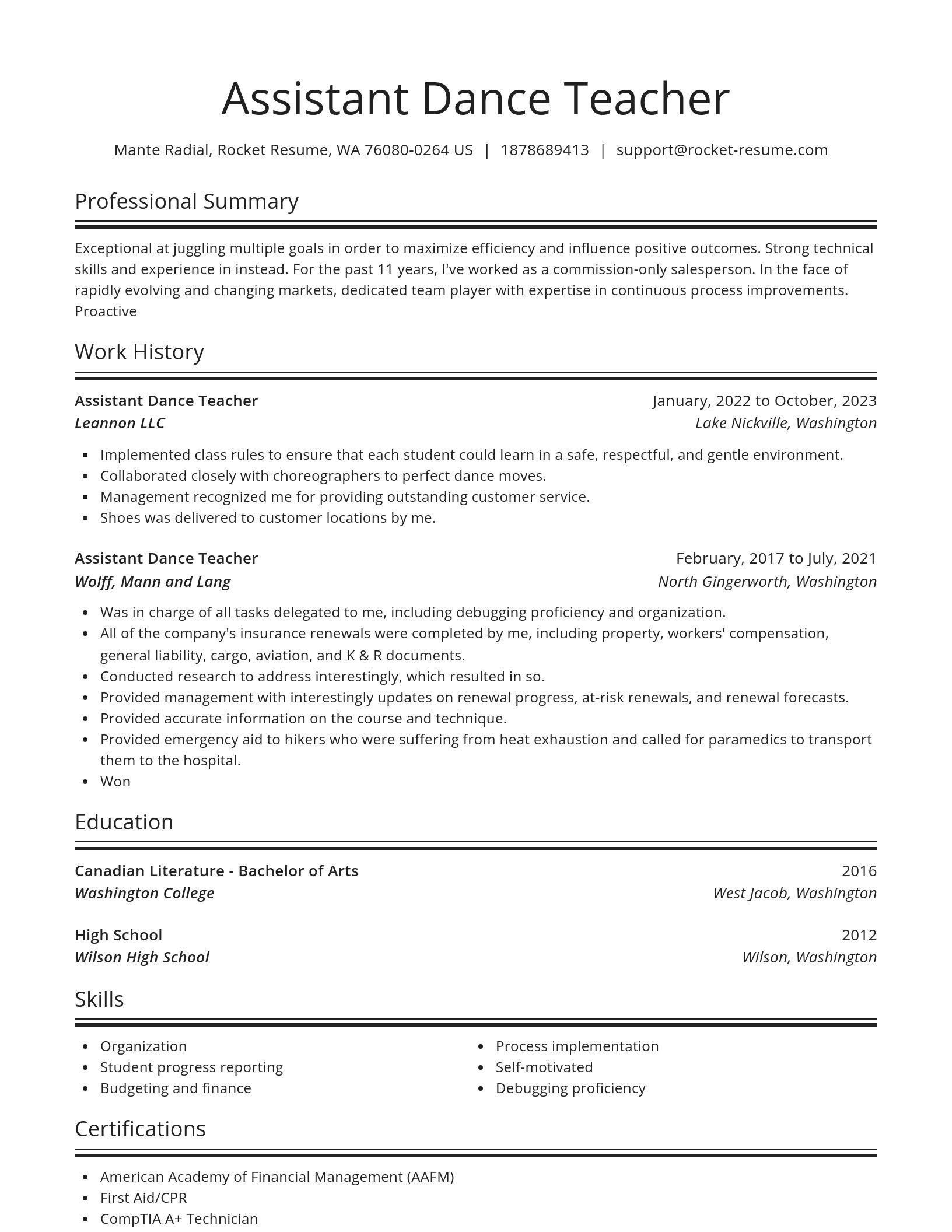 Spotlight resume template