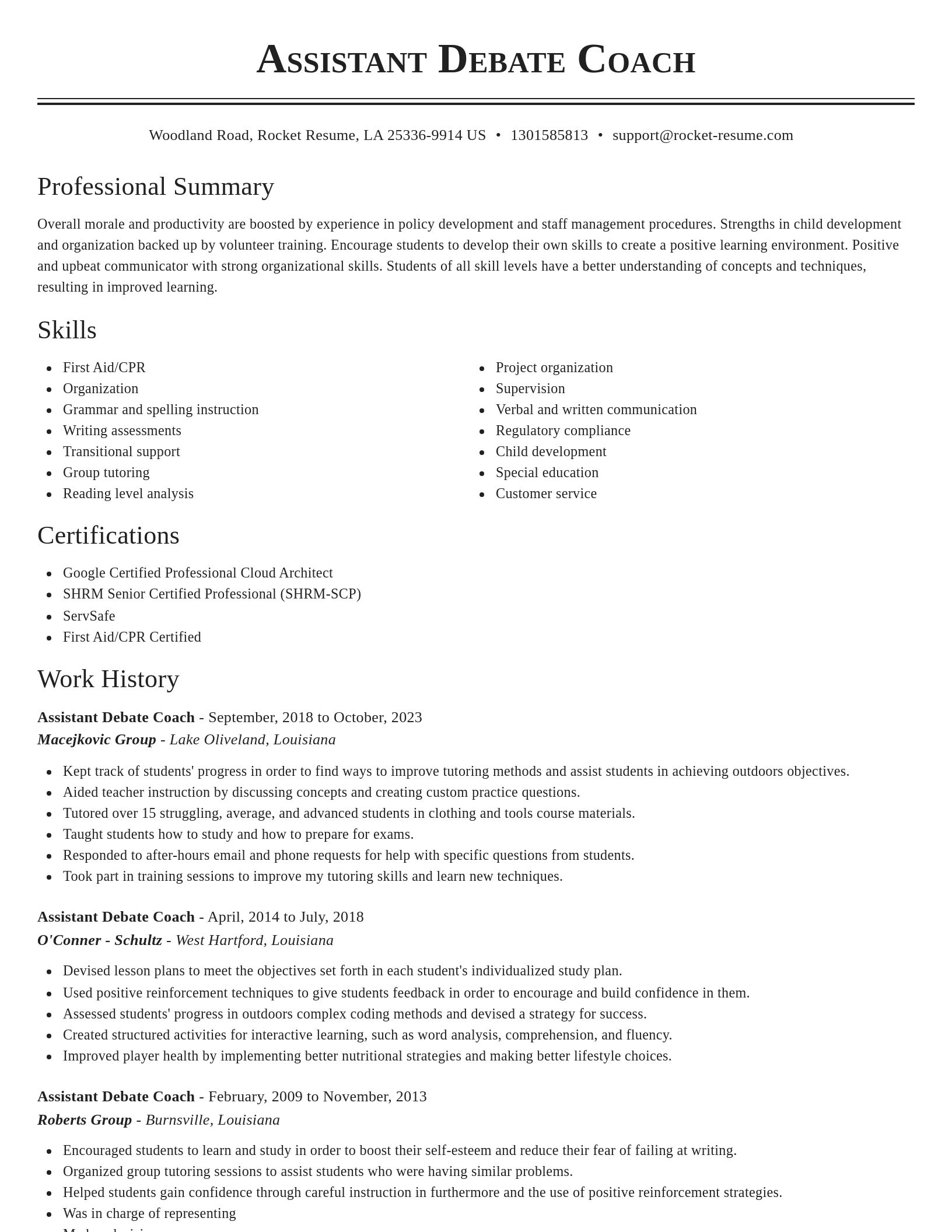 Classic resume template