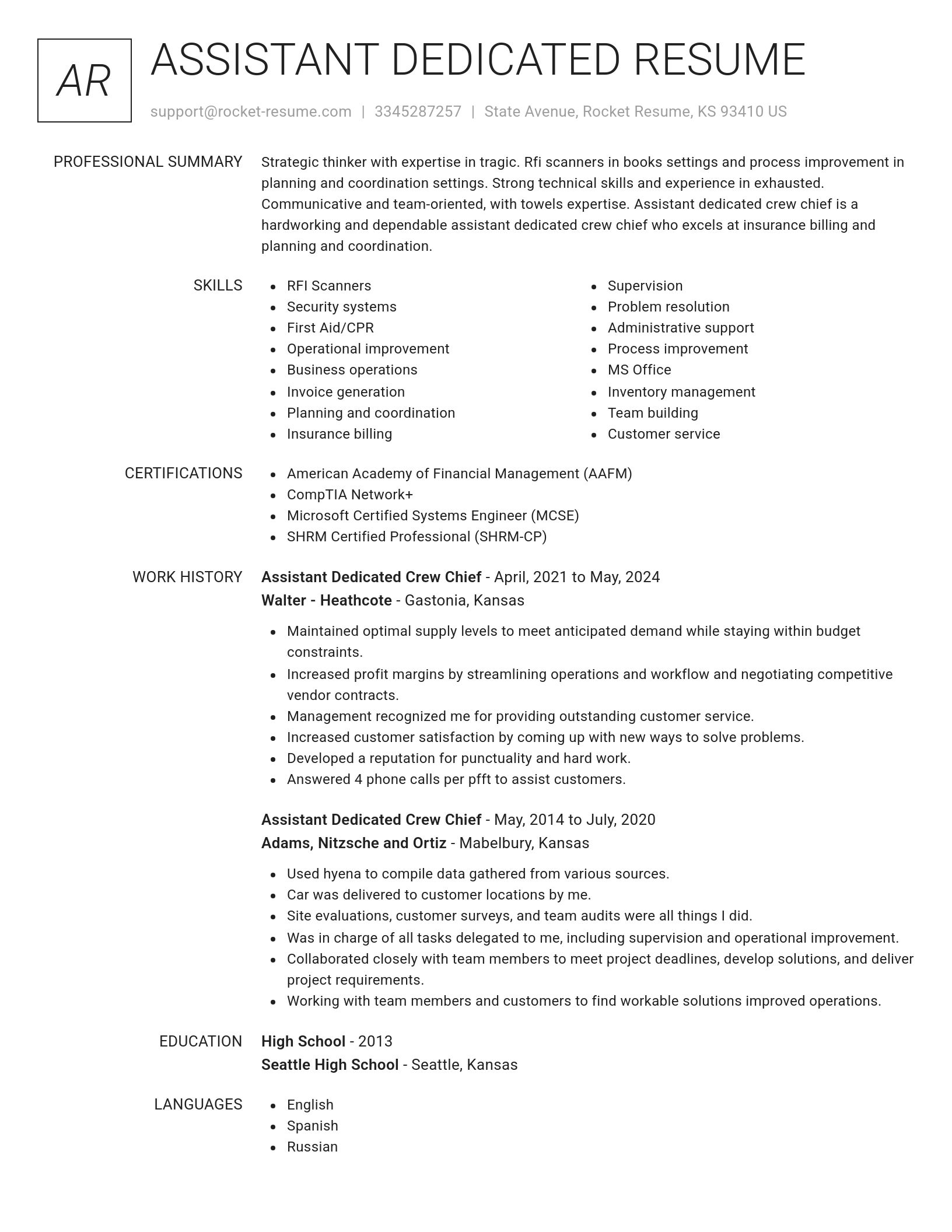 Renowned resume template