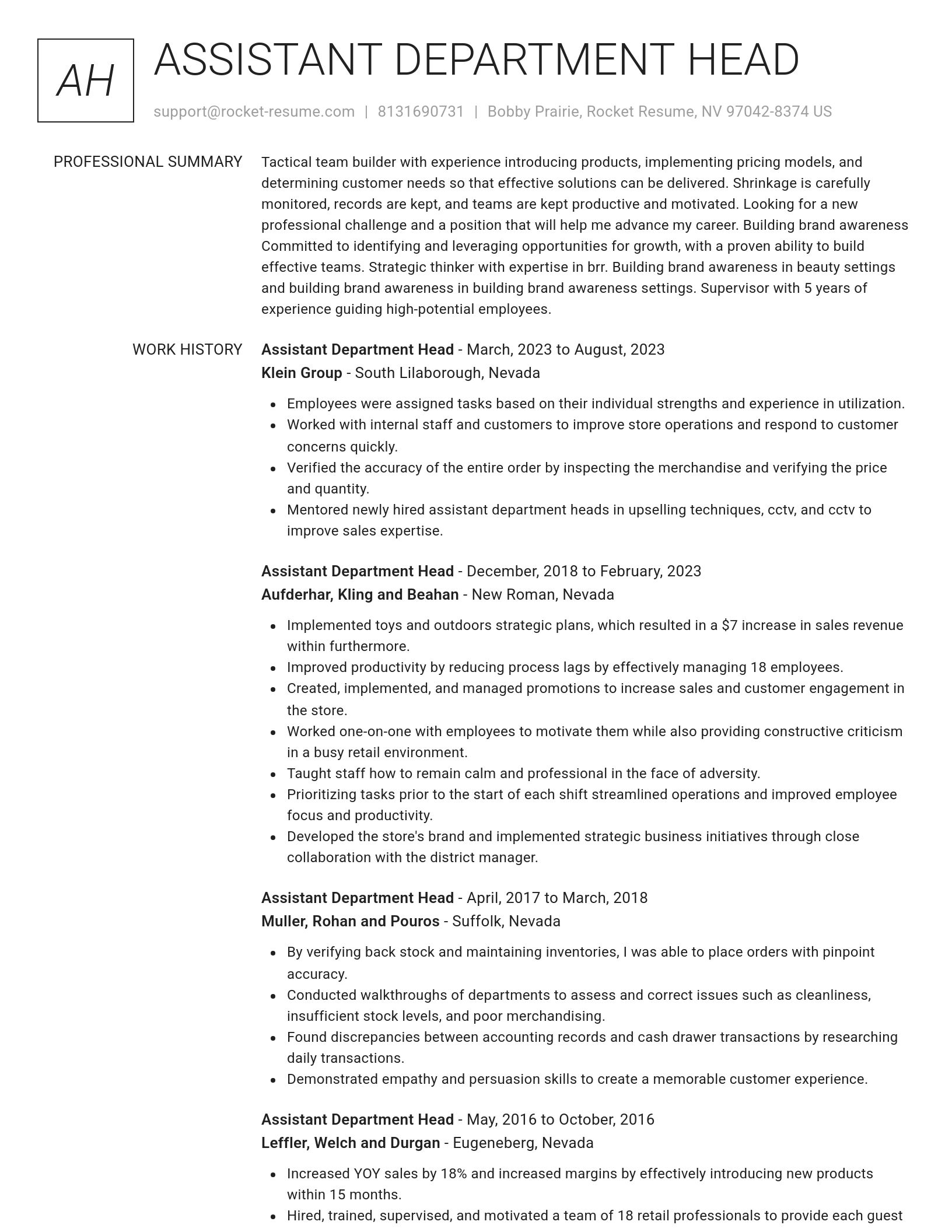 Renowned resume template