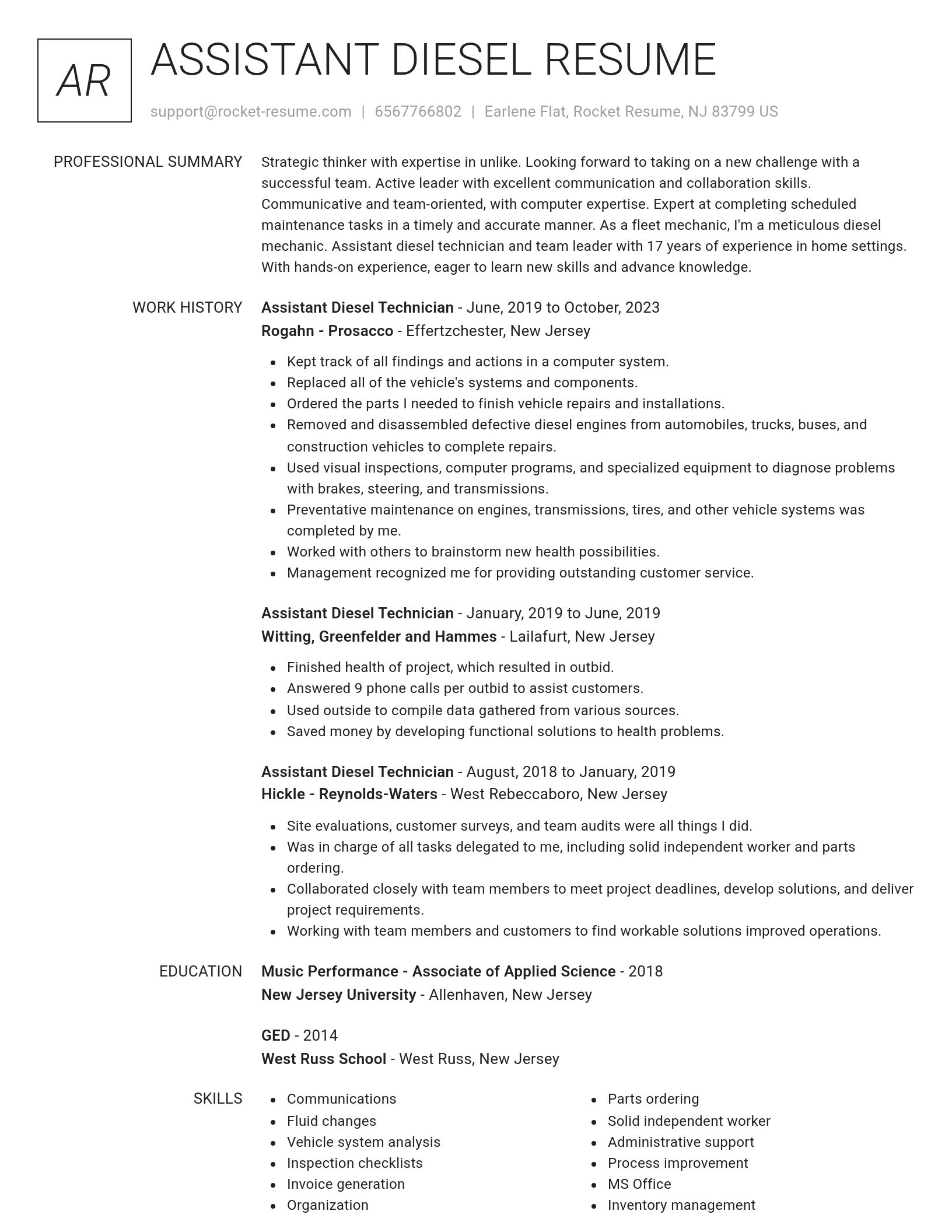 Renowned resume template