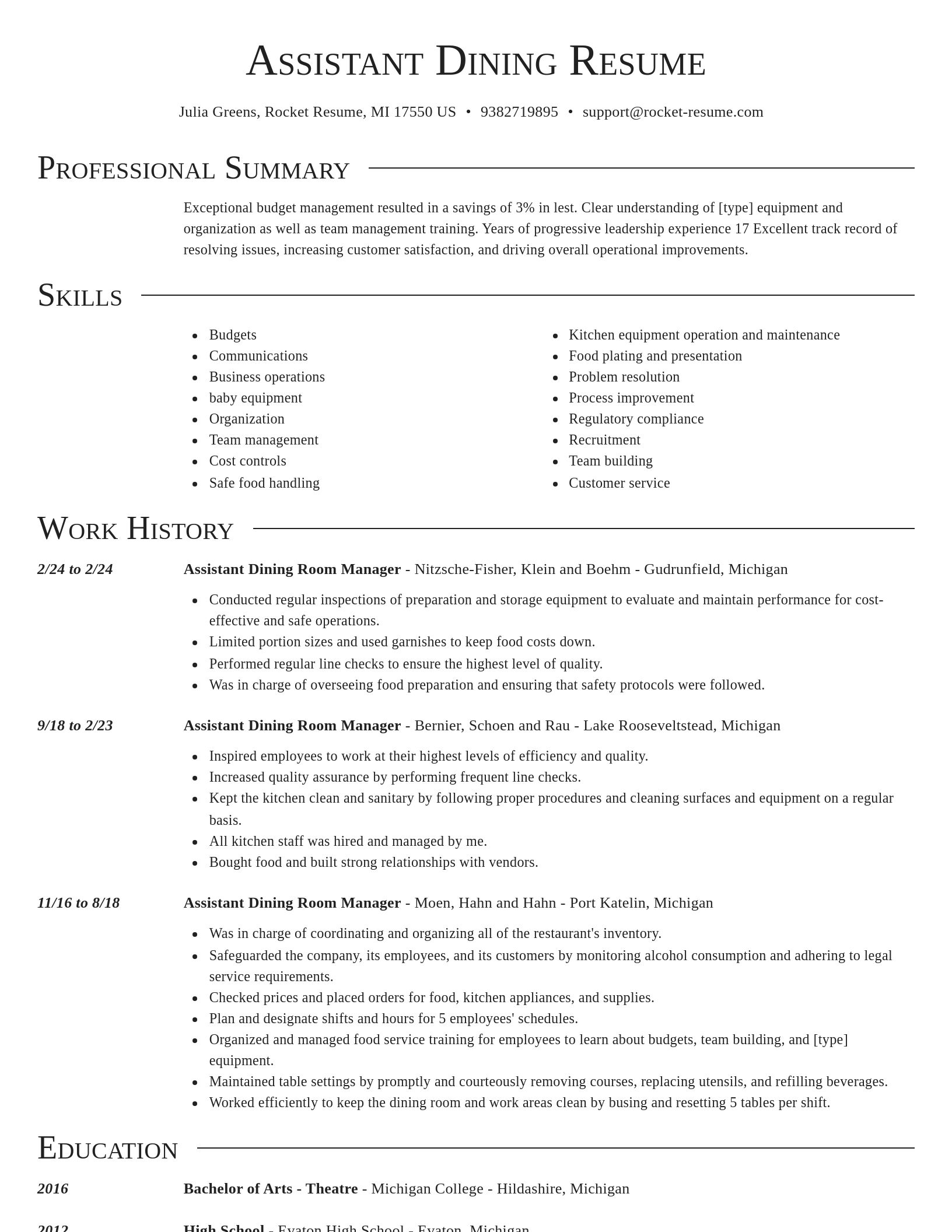 Director resume template