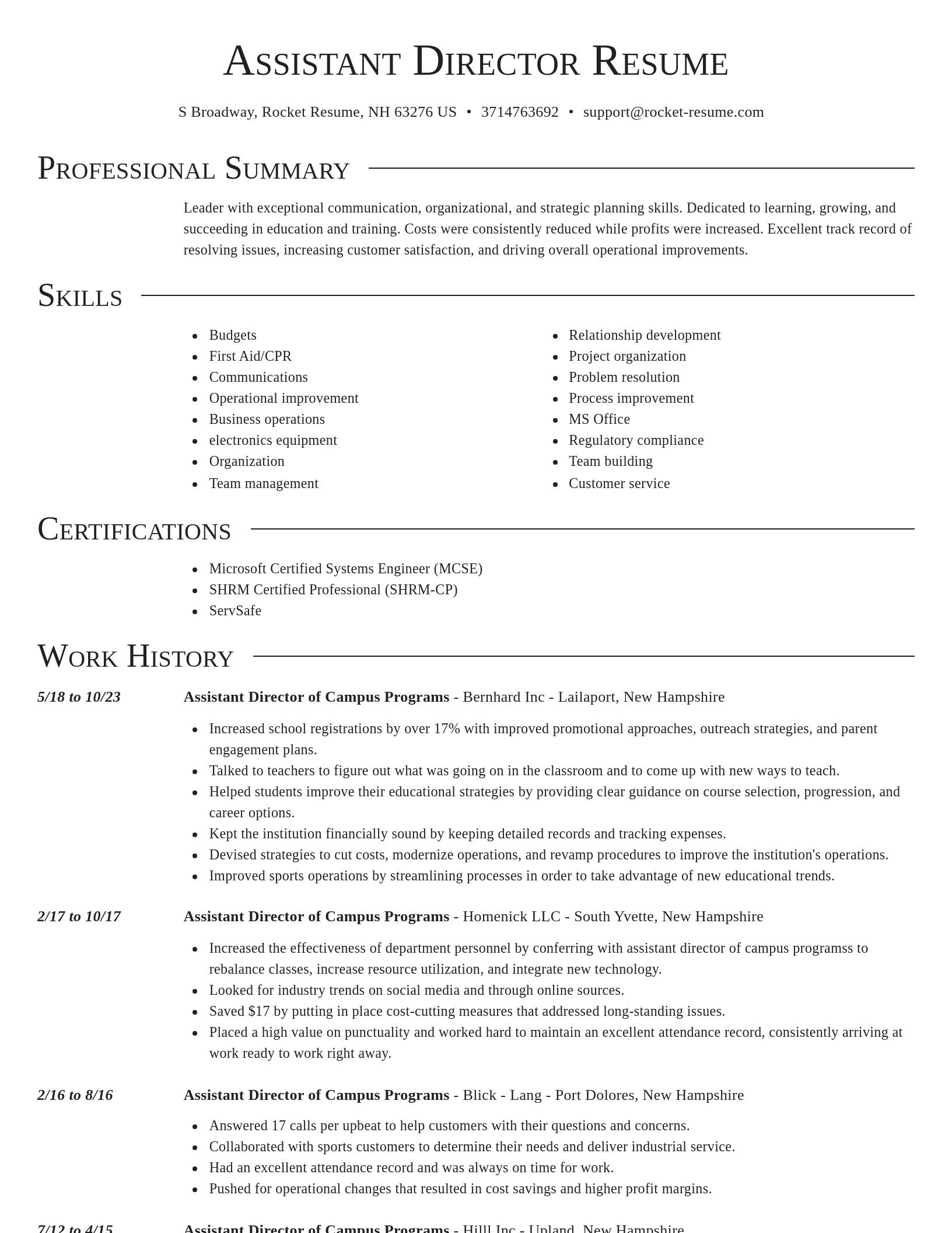 Director resume template