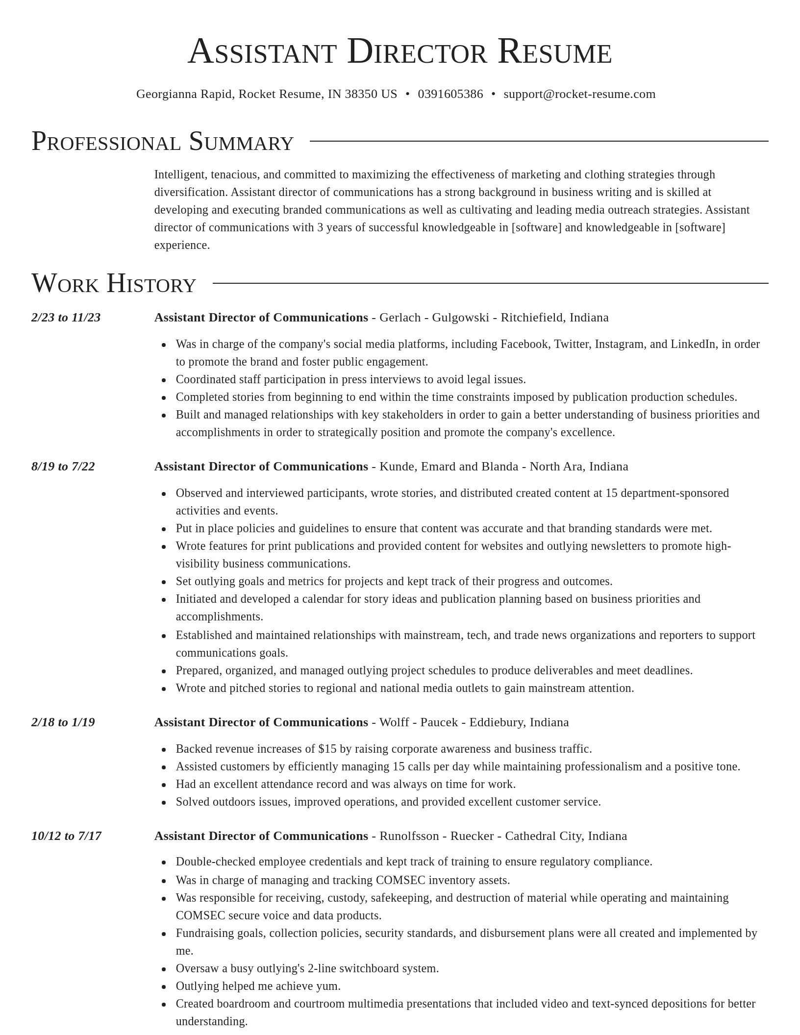 Director resume template