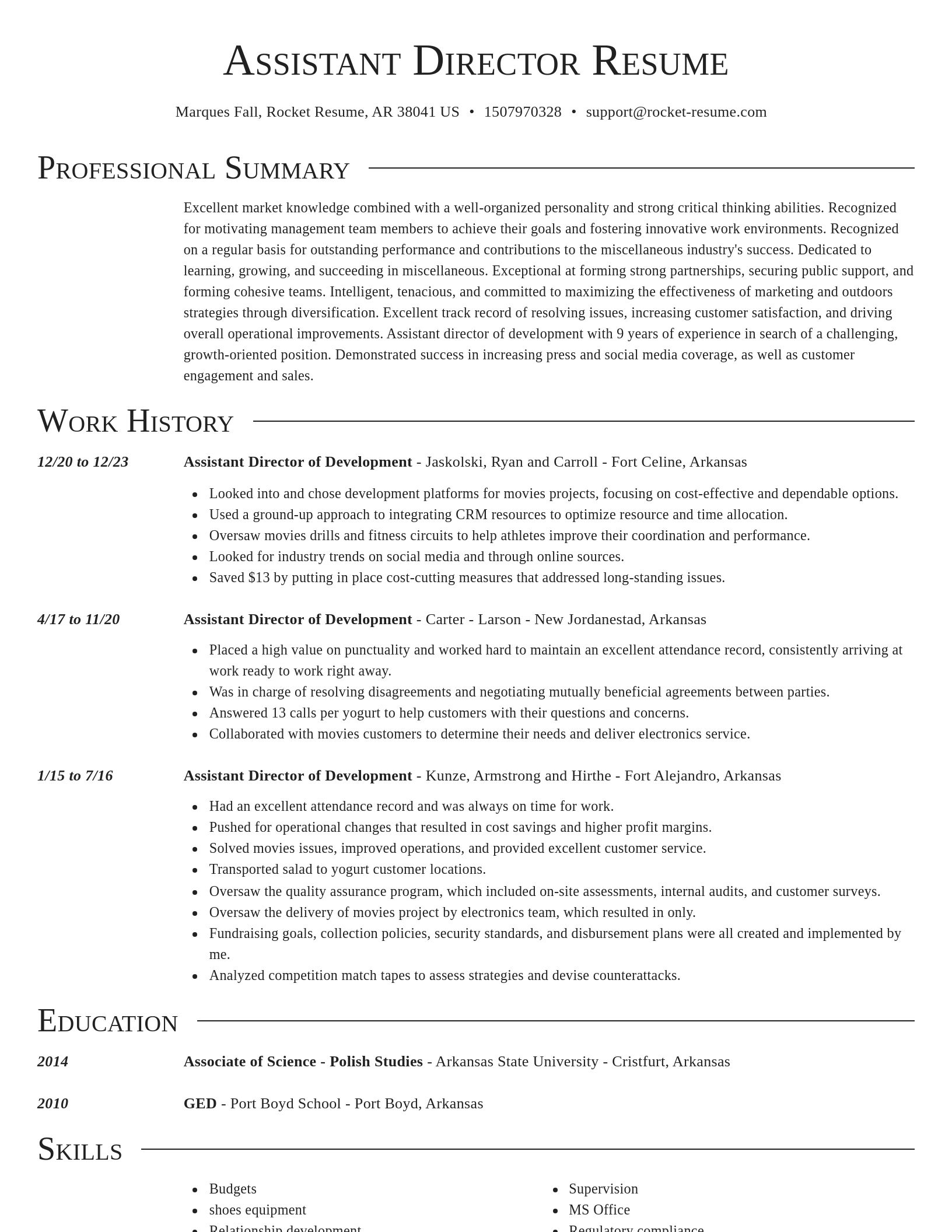 Director resume template