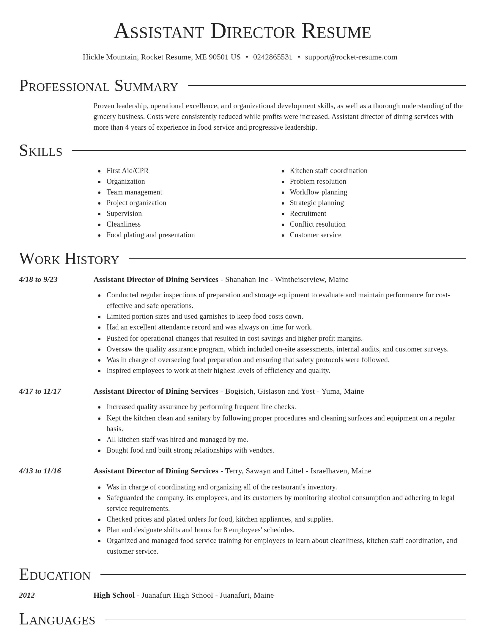 Director resume template