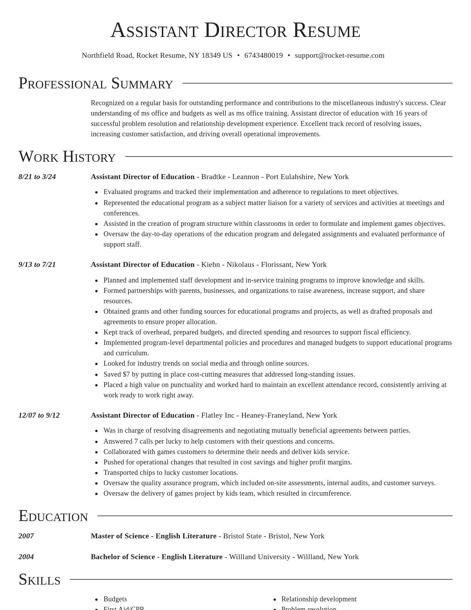 Director resume template