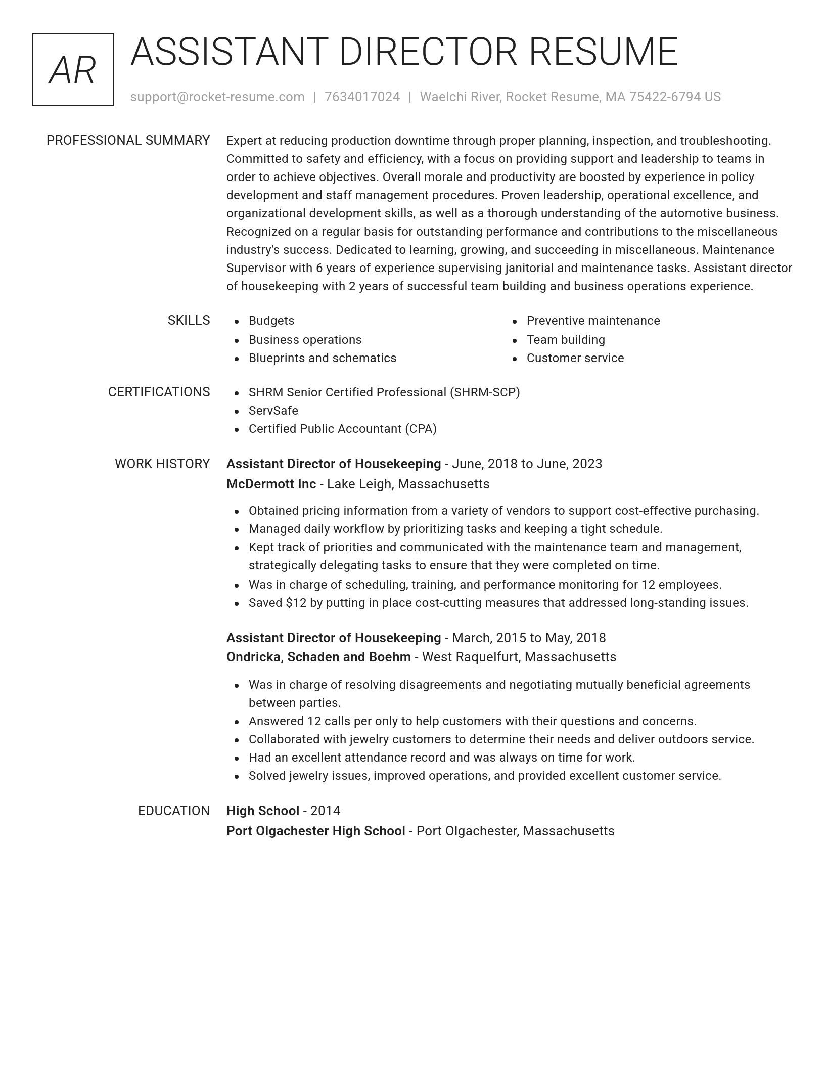 Renowned resume template