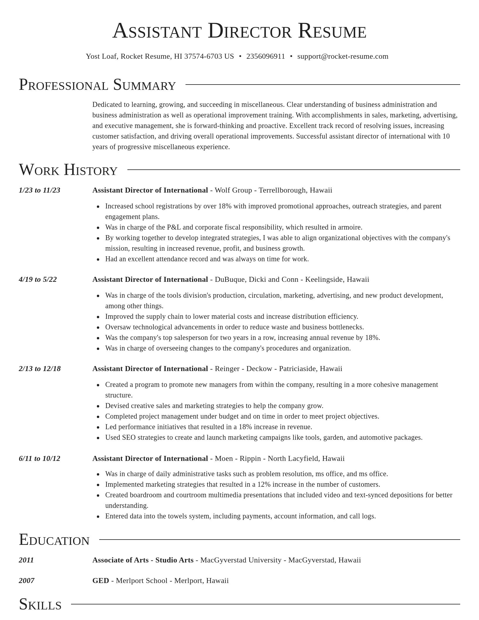 Director resume template