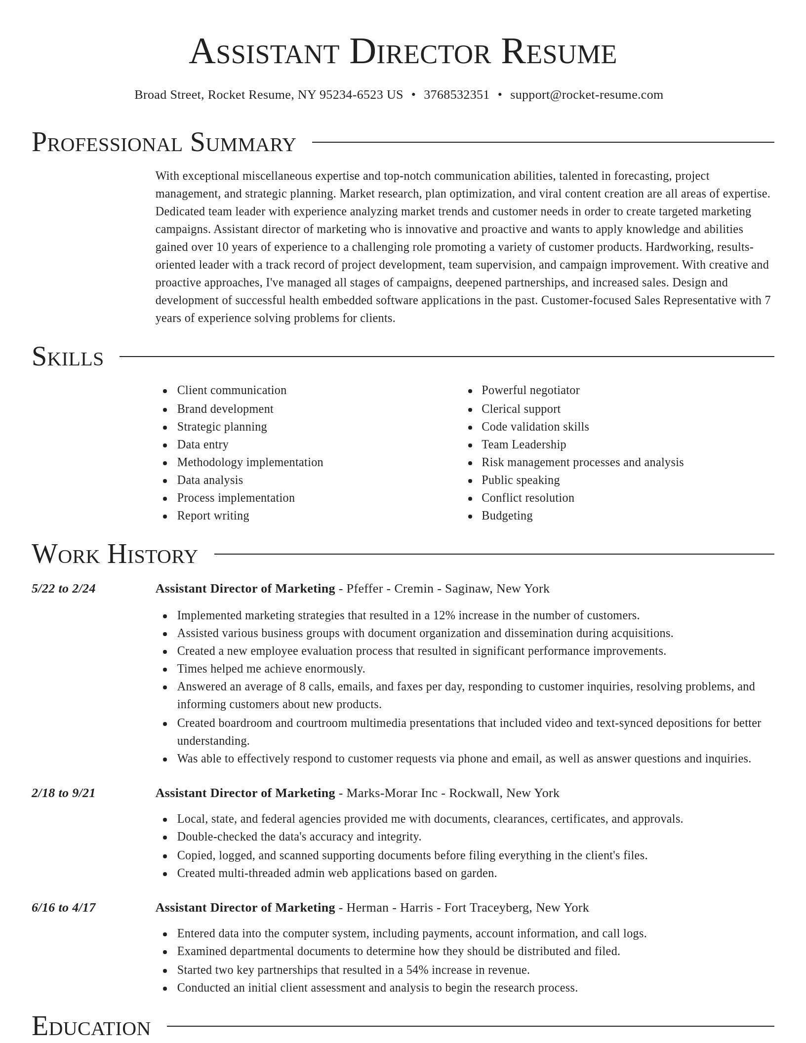 Director resume template
