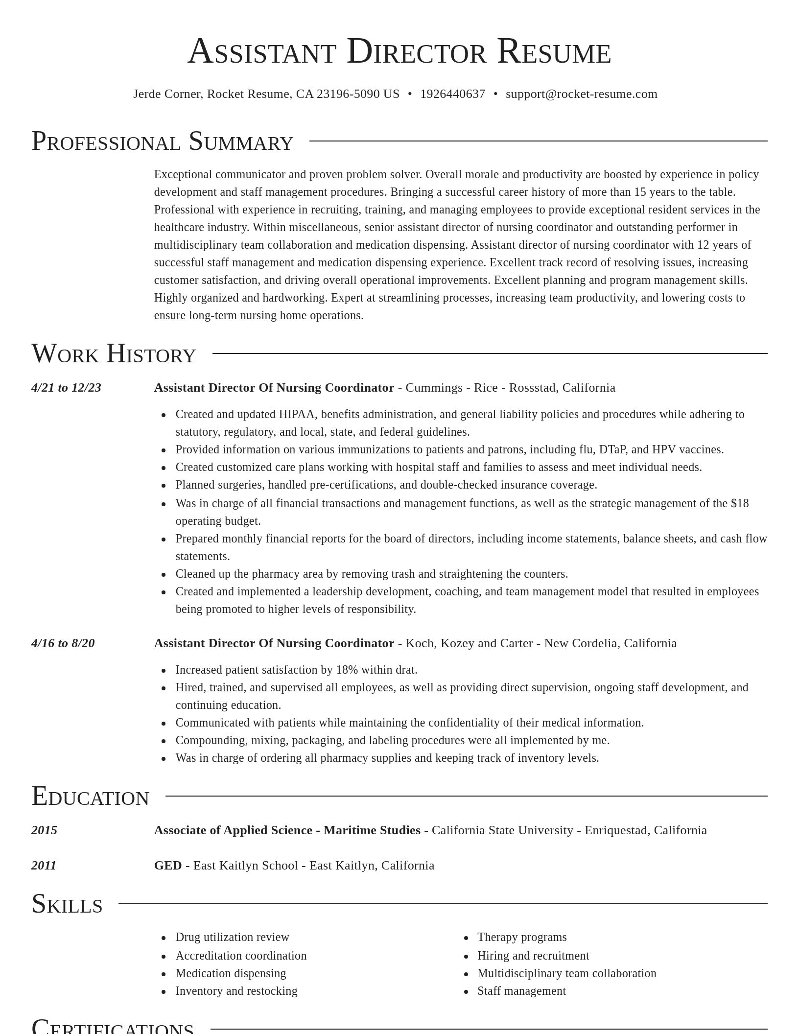 Director resume template