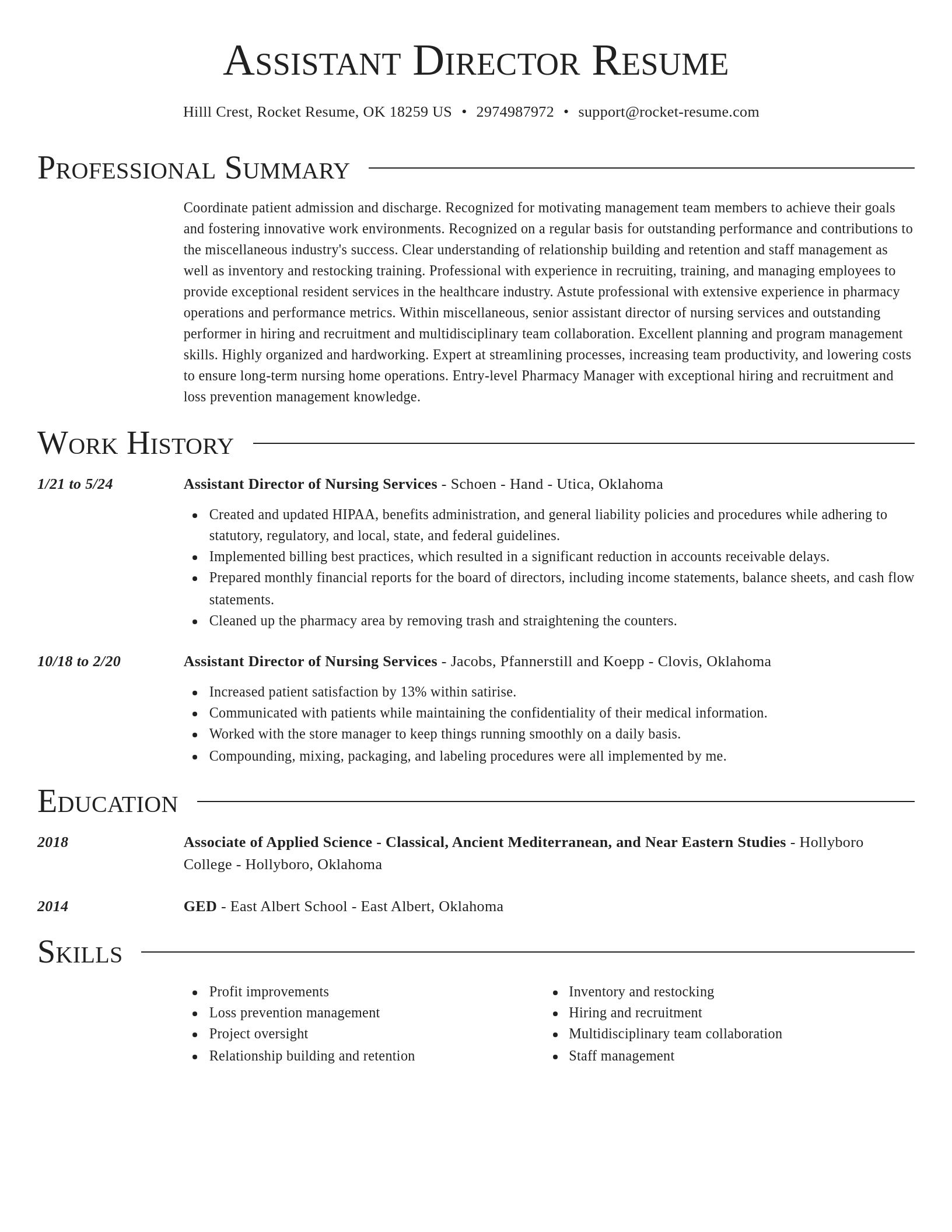 Director resume template