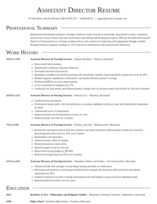 Director resume template