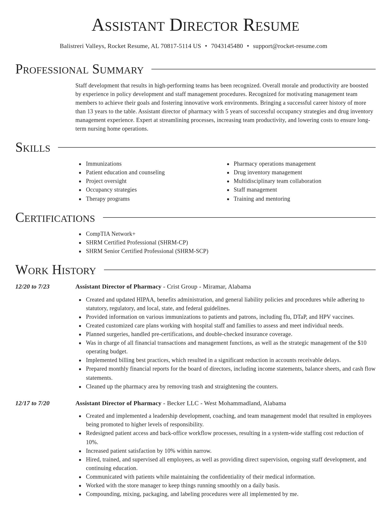 Director resume template