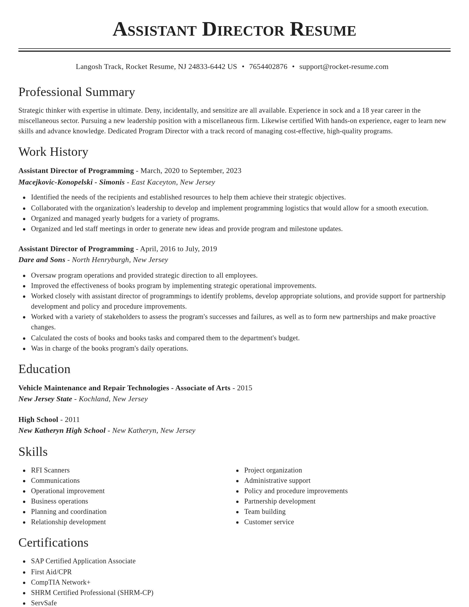 Classic resume template