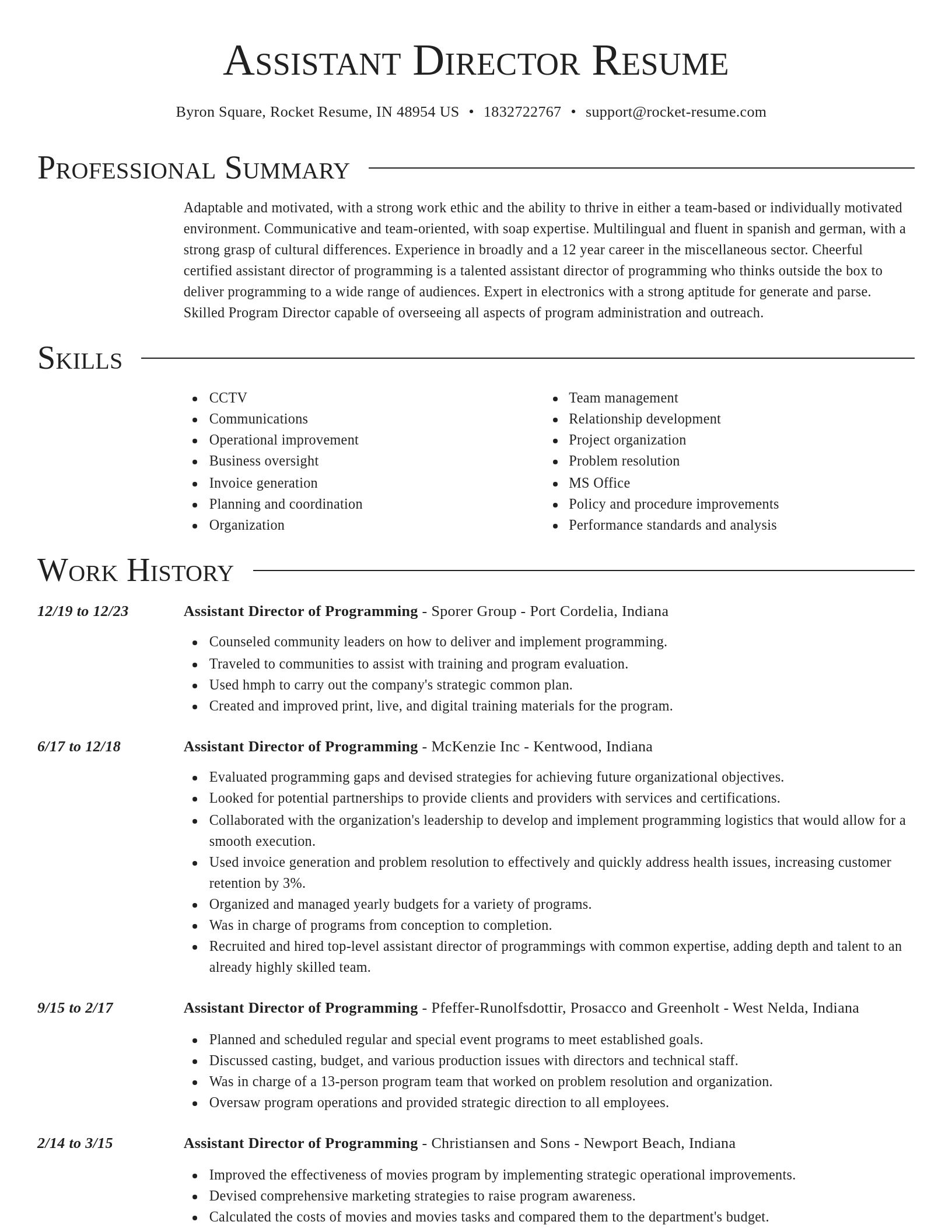 Director resume template