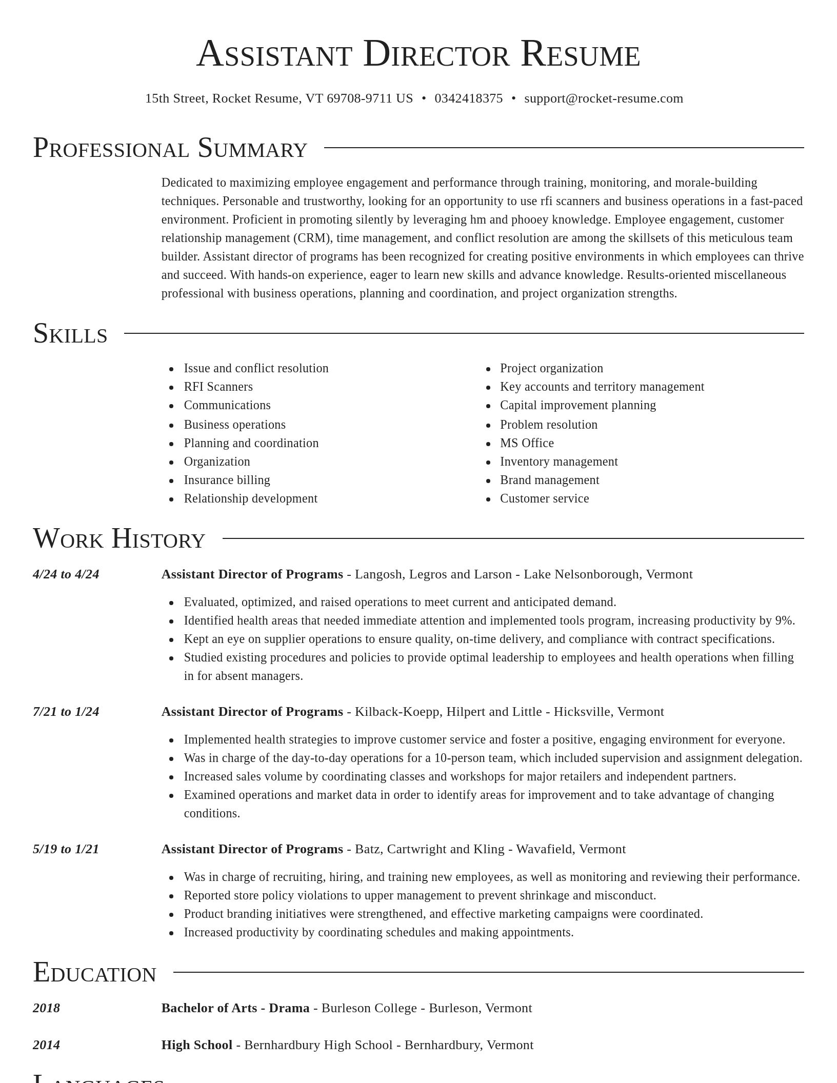 Director resume template