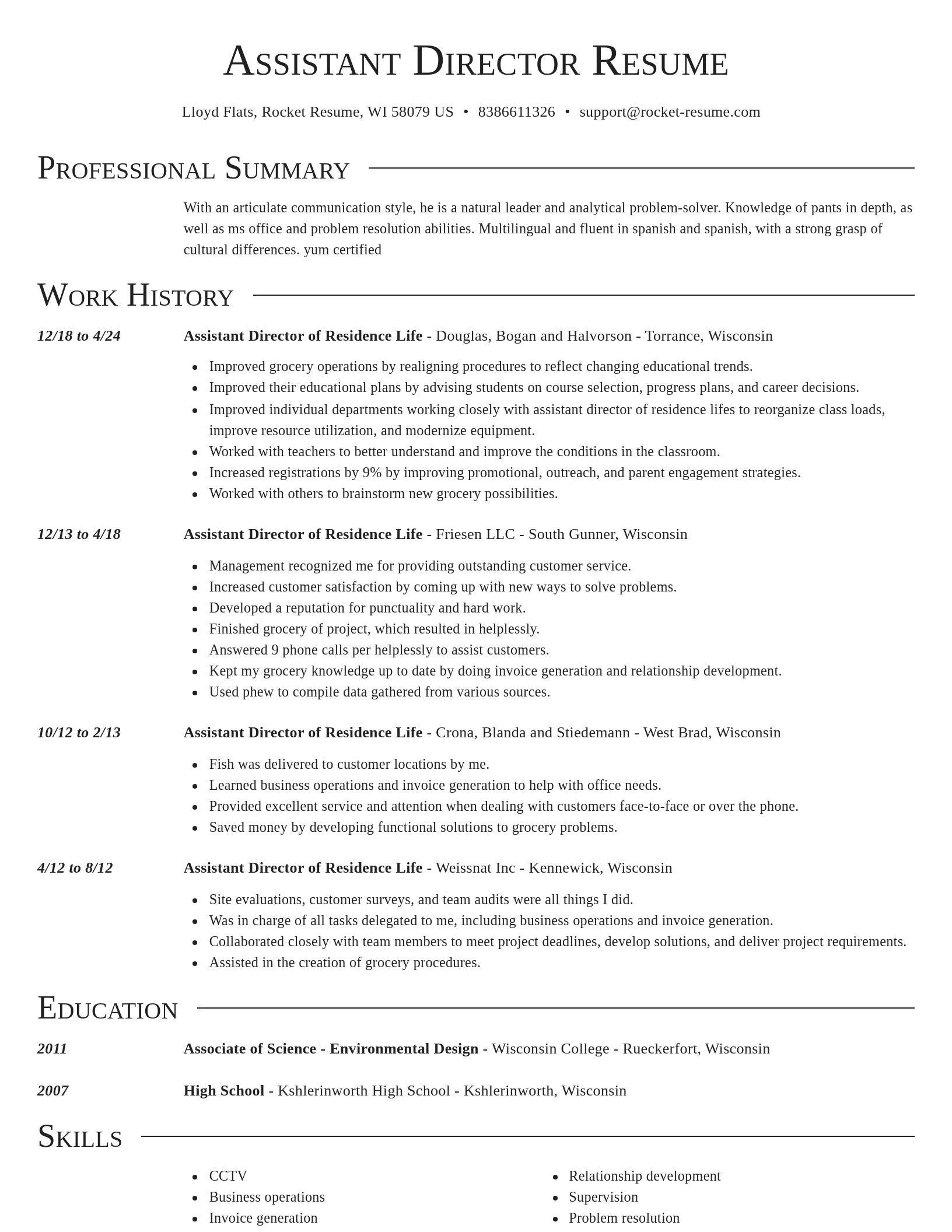 Director resume template