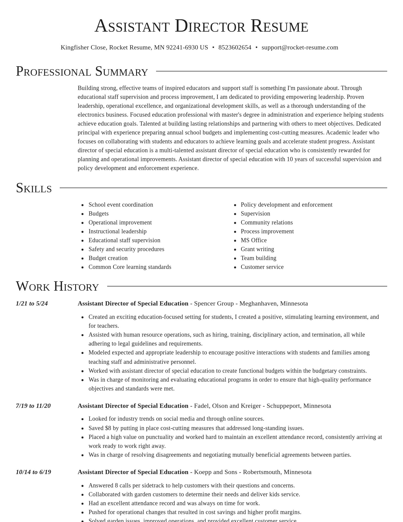 Director resume template