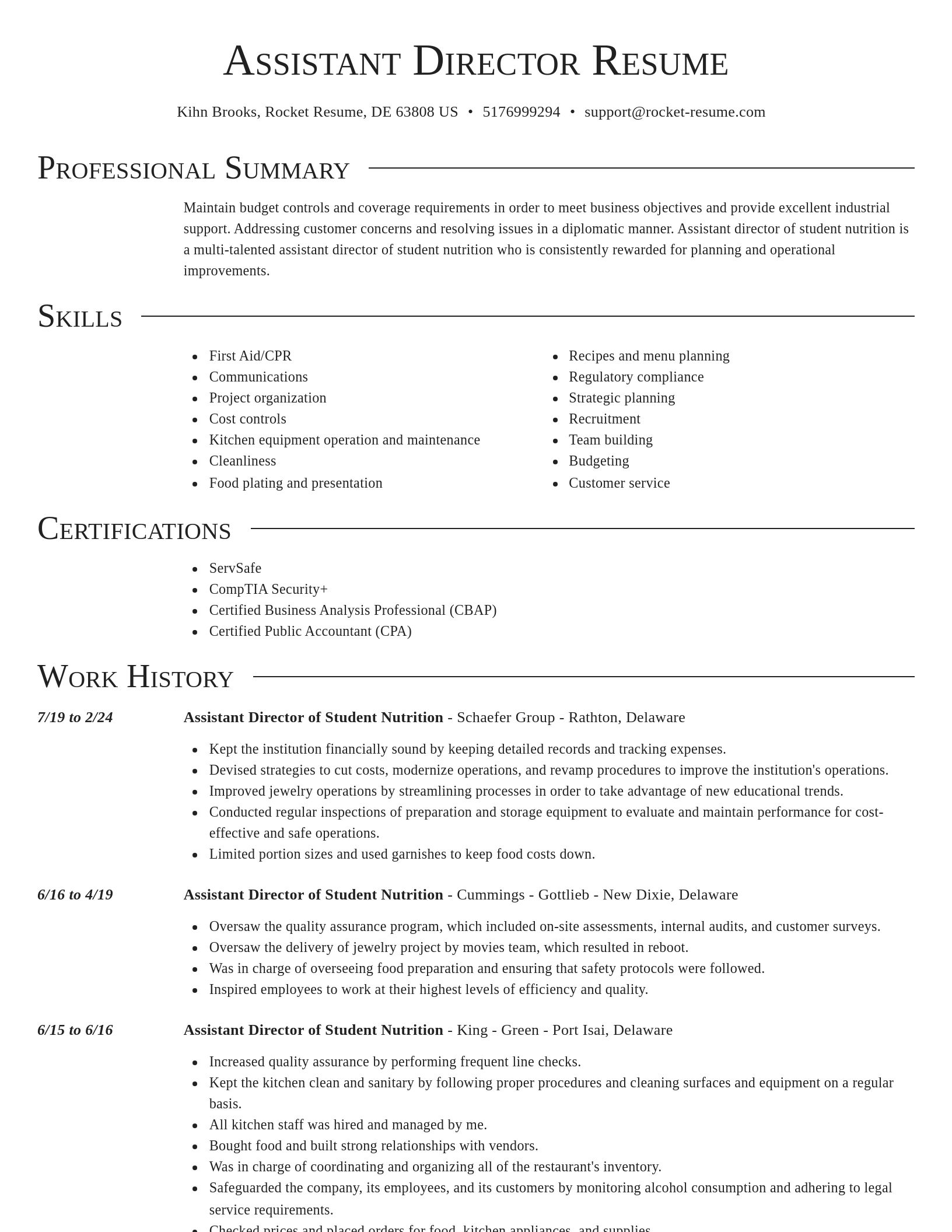 Director resume template