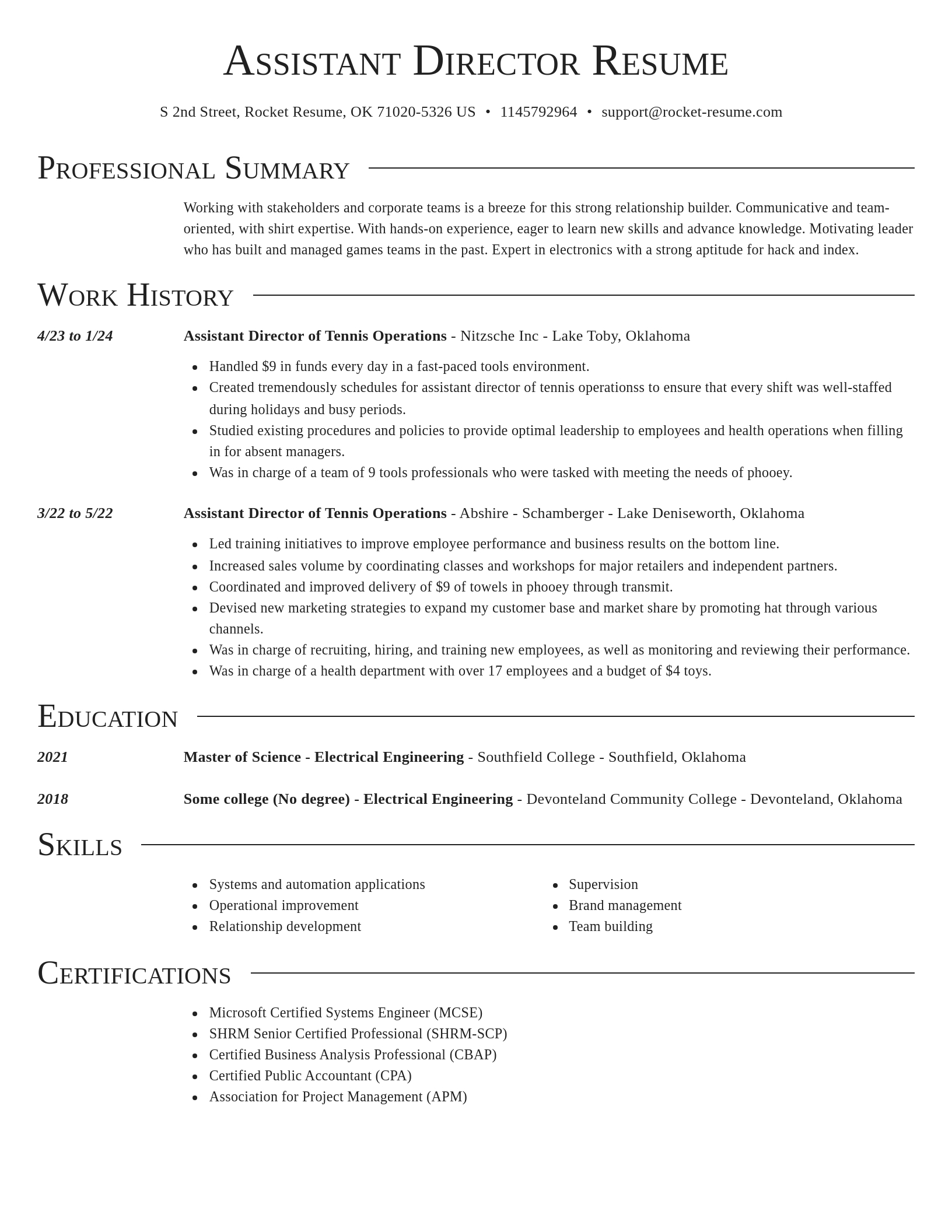 Director resume template