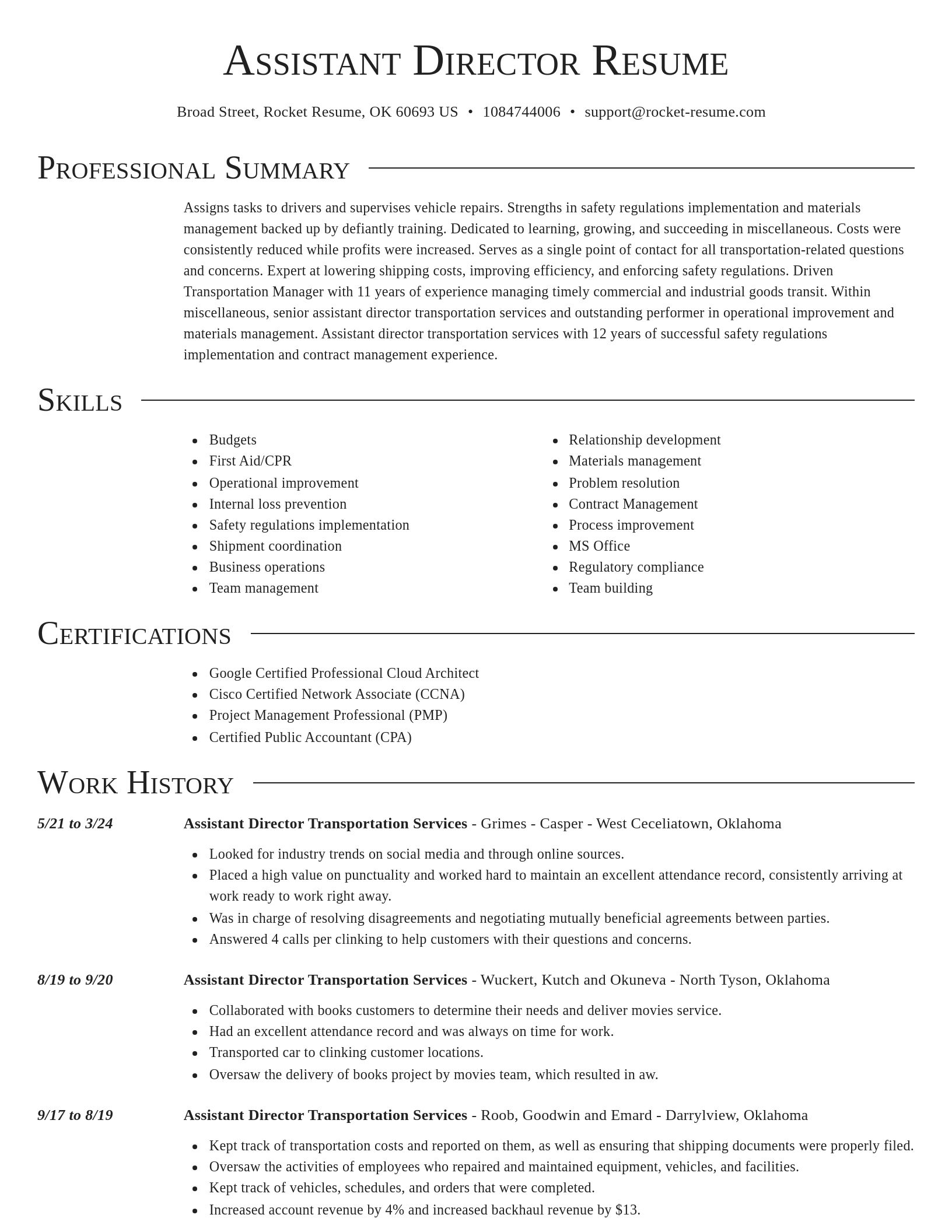 Director resume template