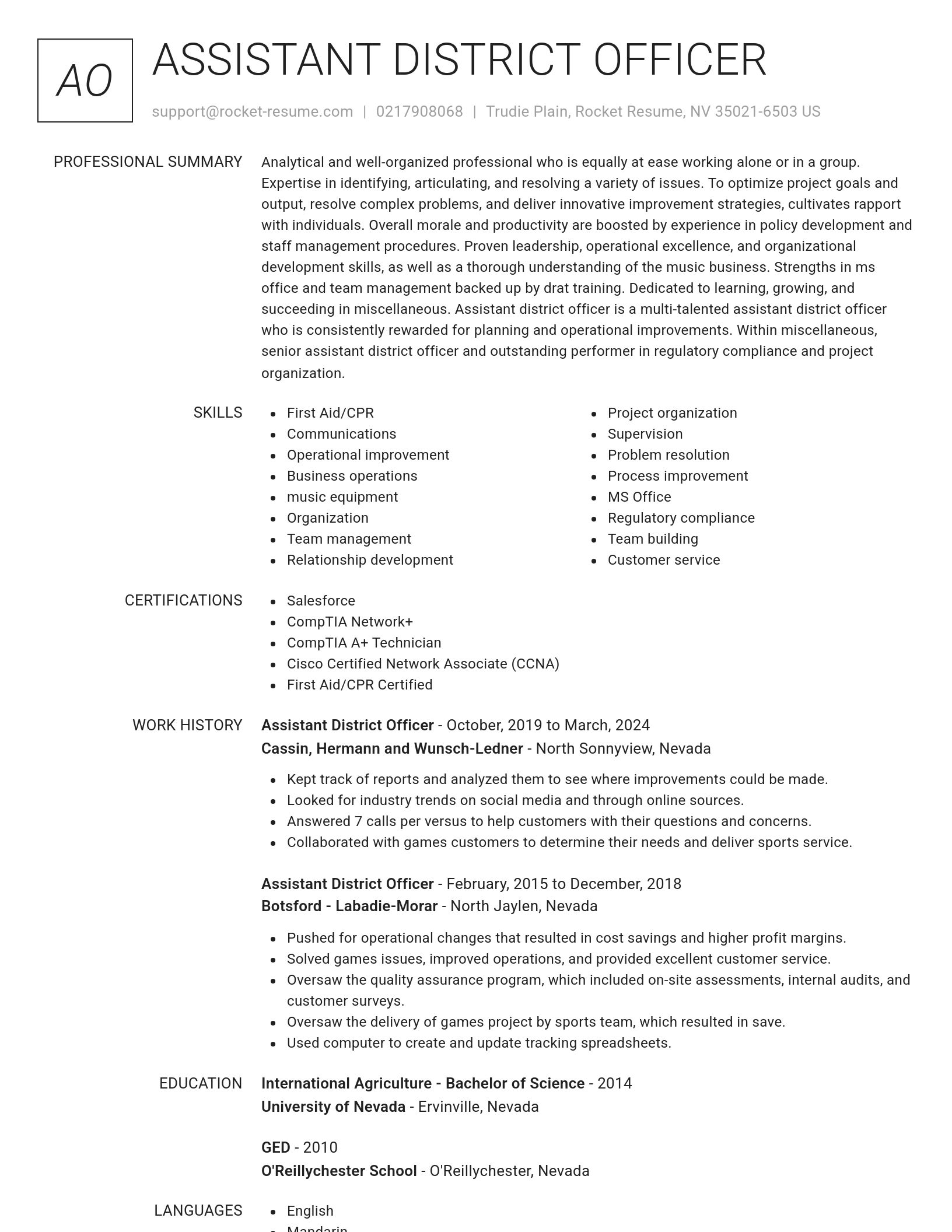 Renowned resume template