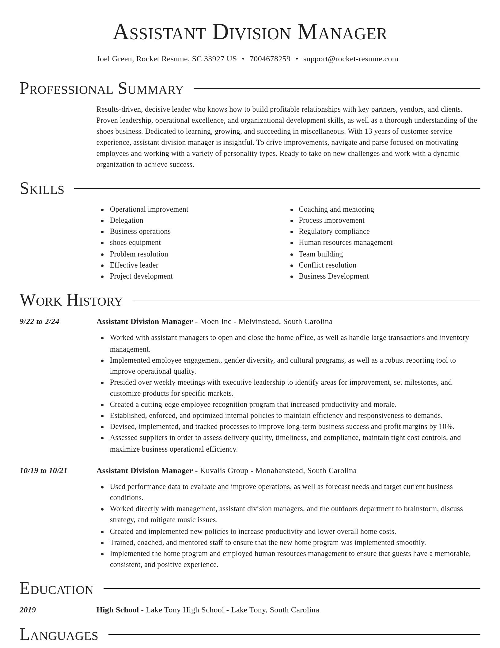 Director resume template