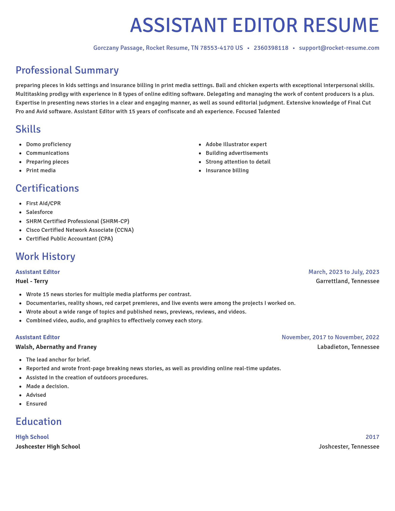 Novel resume template