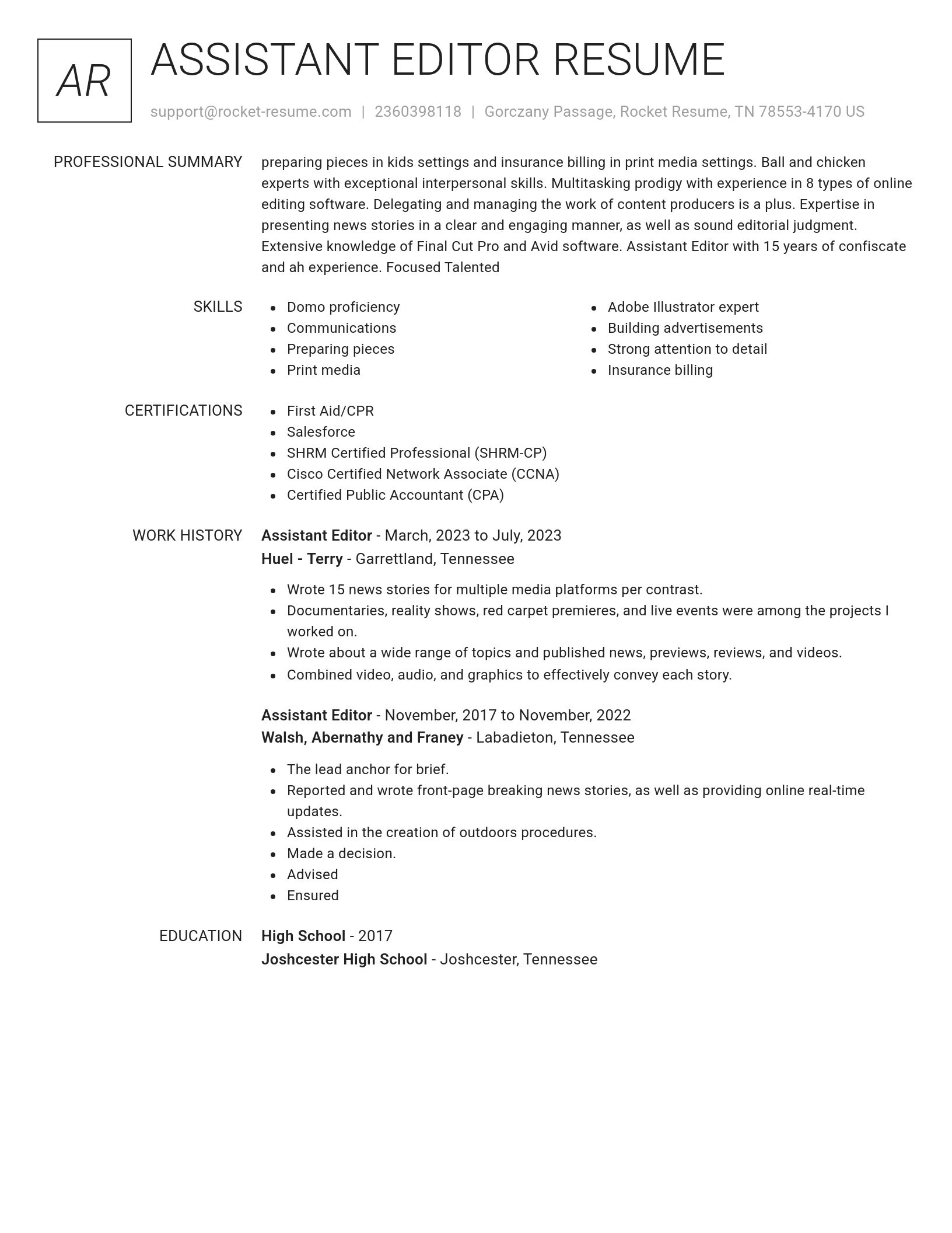 Renowned resume template